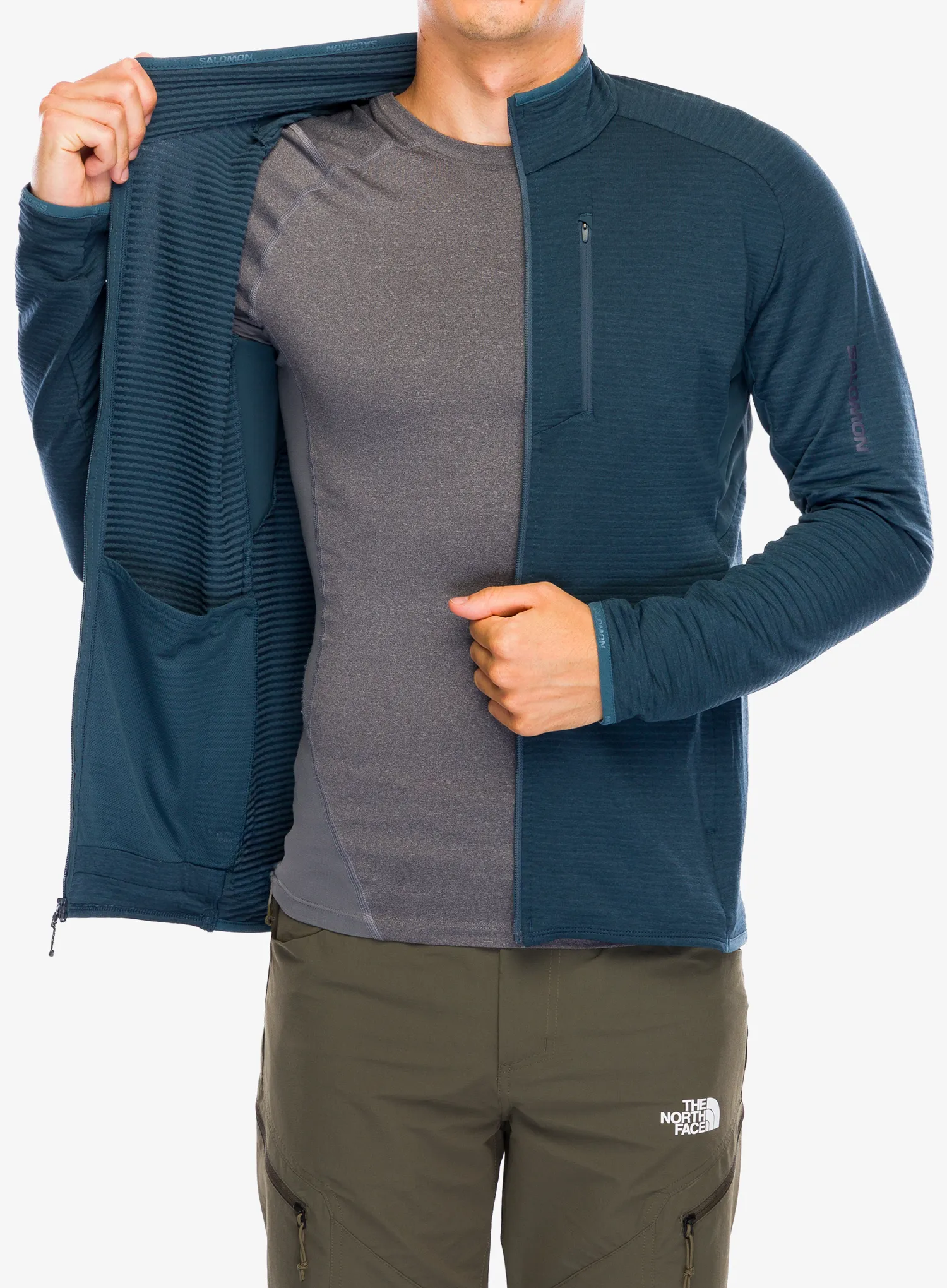 Rozepínací mikina Salomon Essential Ltwarm FZ - midnight navy