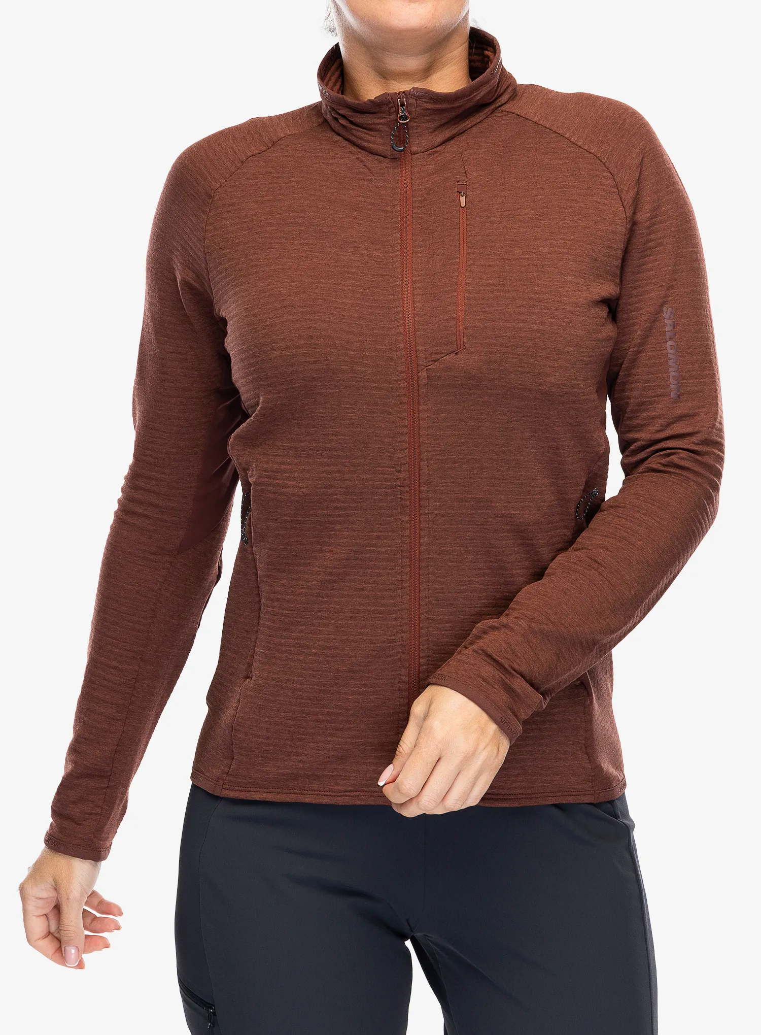 Dámská mikina na zip Salomon Essential Ltwarm FZ - rum raisin