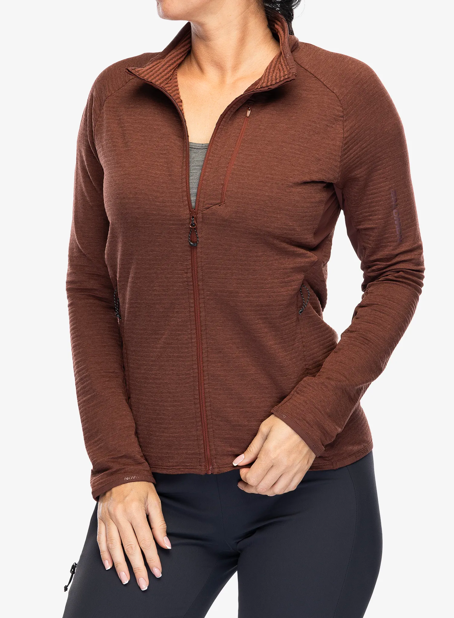 Dámská mikina na zip Salomon Essential Ltwarm FZ - rum raisin