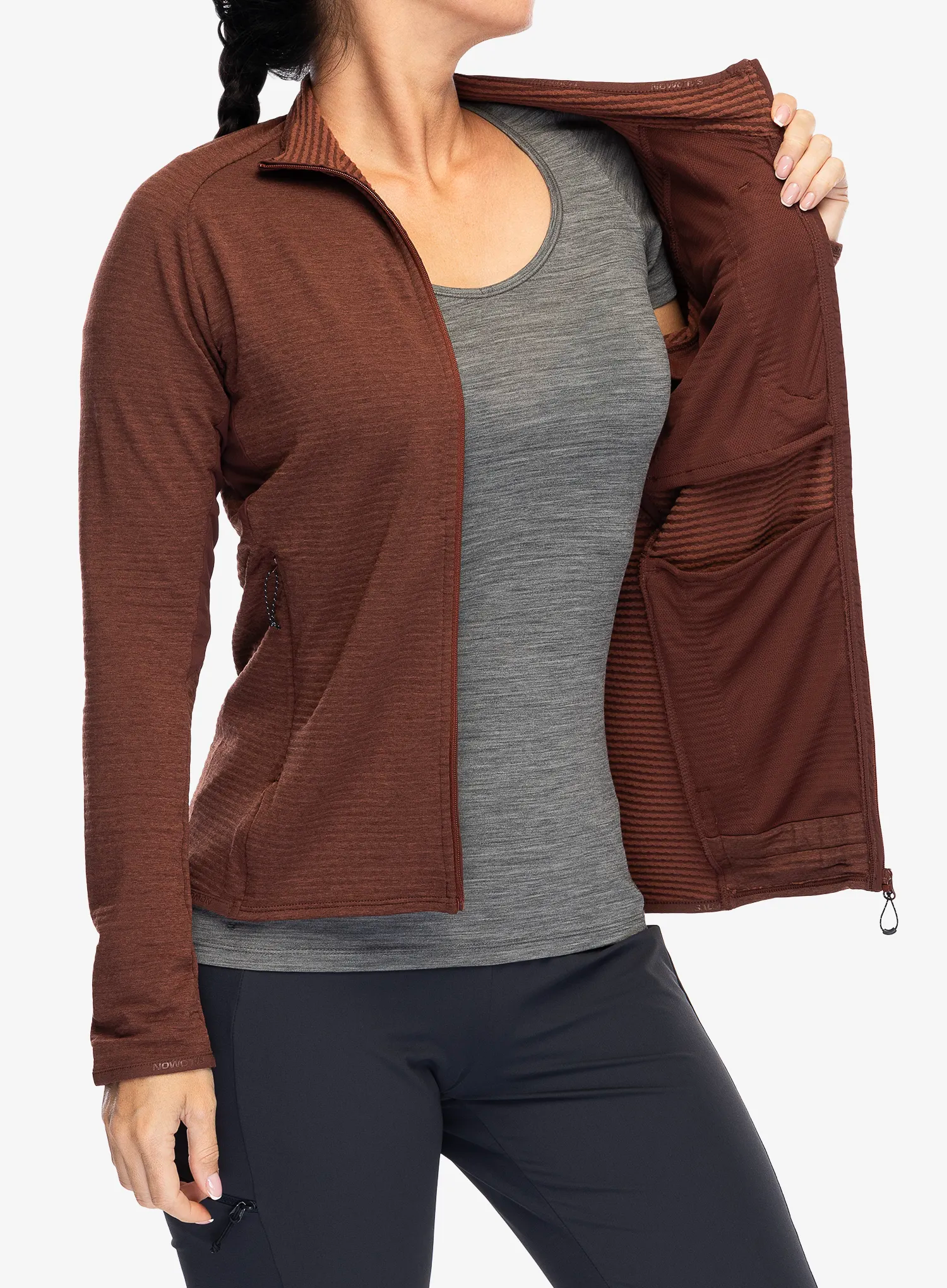Dámská mikina na zip Salomon Essential Ltwarm FZ - rum raisin