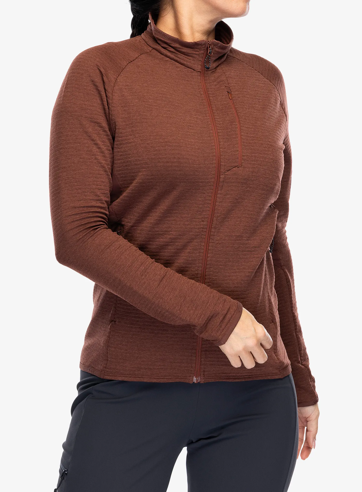 Dámská mikina na zip Salomon Essential Ltwarm FZ - rum raisin
