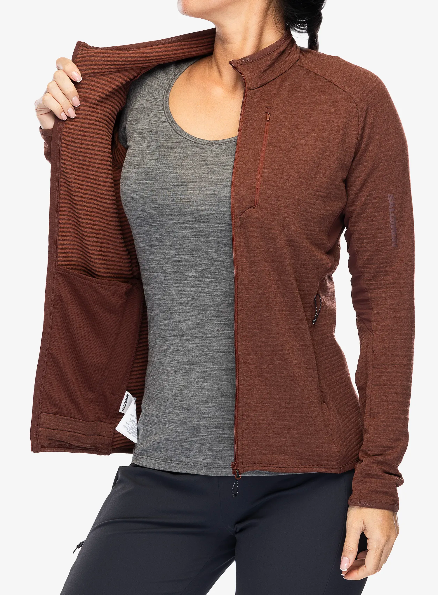 Dámská mikina na zip Salomon Essential Ltwarm FZ - rum raisin