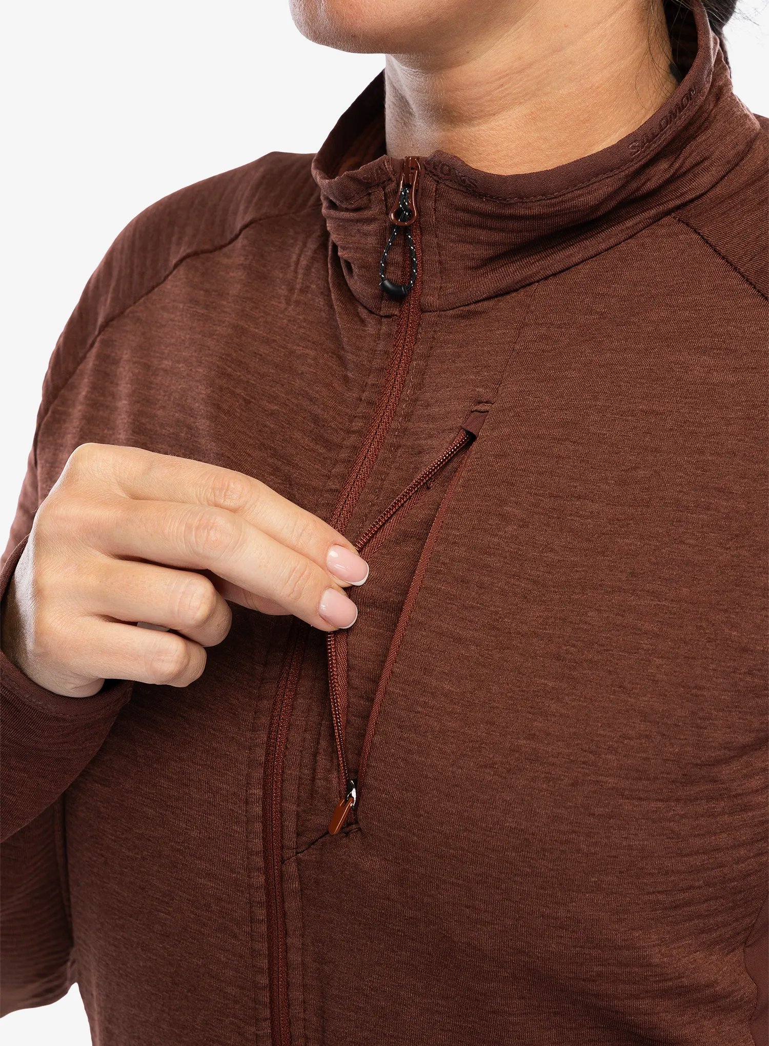 Dámská mikina na zip Salomon Essential Ltwarm FZ - rum raisin