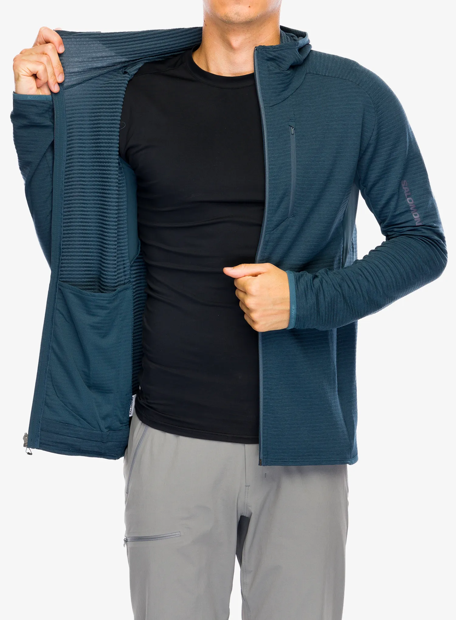 Mikina s kapucí Salomon Essential Ltwarm HD - midnight navy