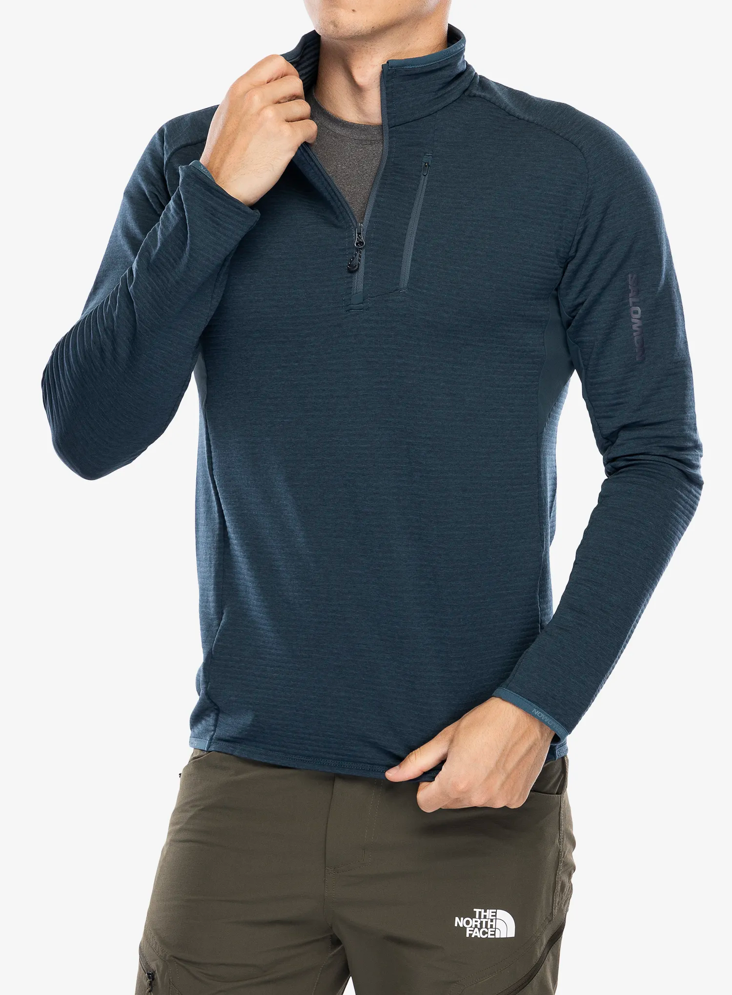 Fleece mikina Salomon Essential Ltwarm HZ - midnight navy
