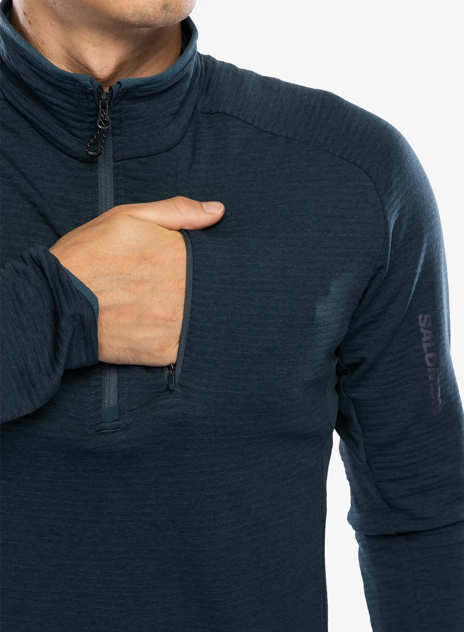 Fleece mikina Salomon Essential Ltwarm HZ - midnight navy