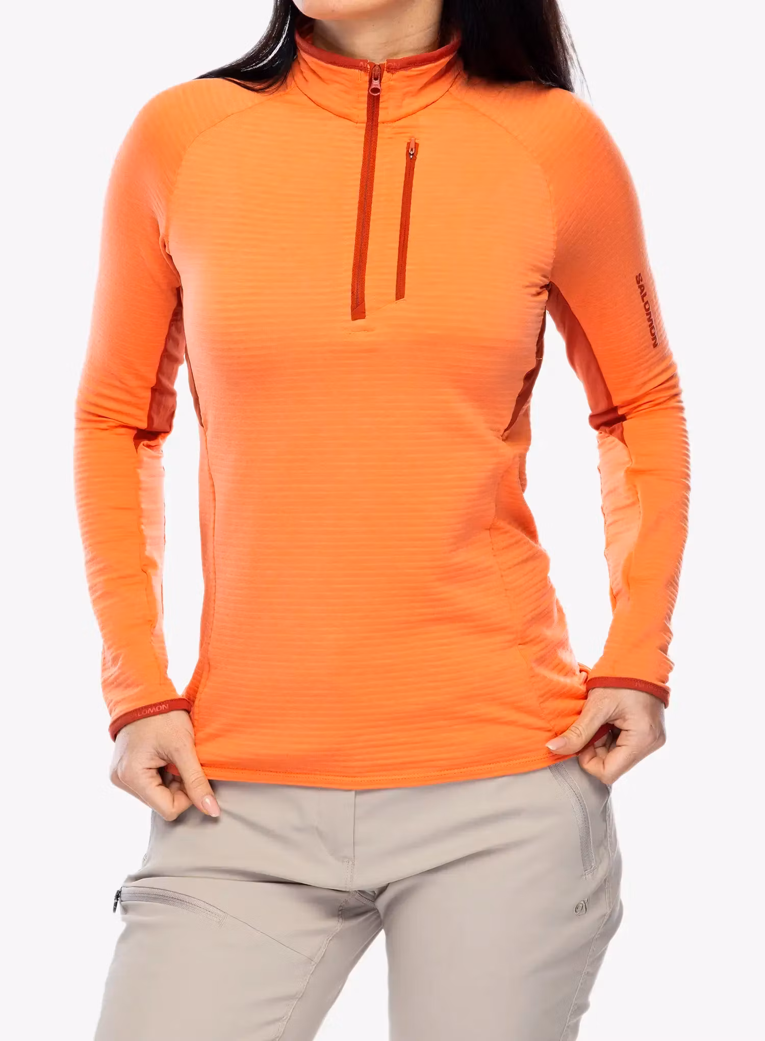 Dámská mikina se zipem Salomon Essential Ltwarm Hz - coral