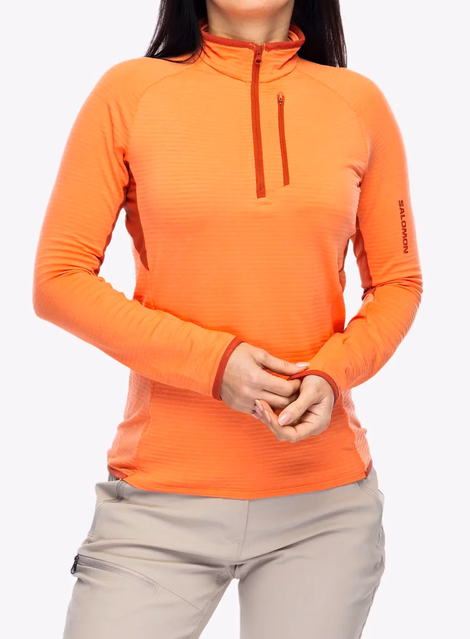 Dámská mikina se zipem Salomon Essential Ltwarm Hz - coral