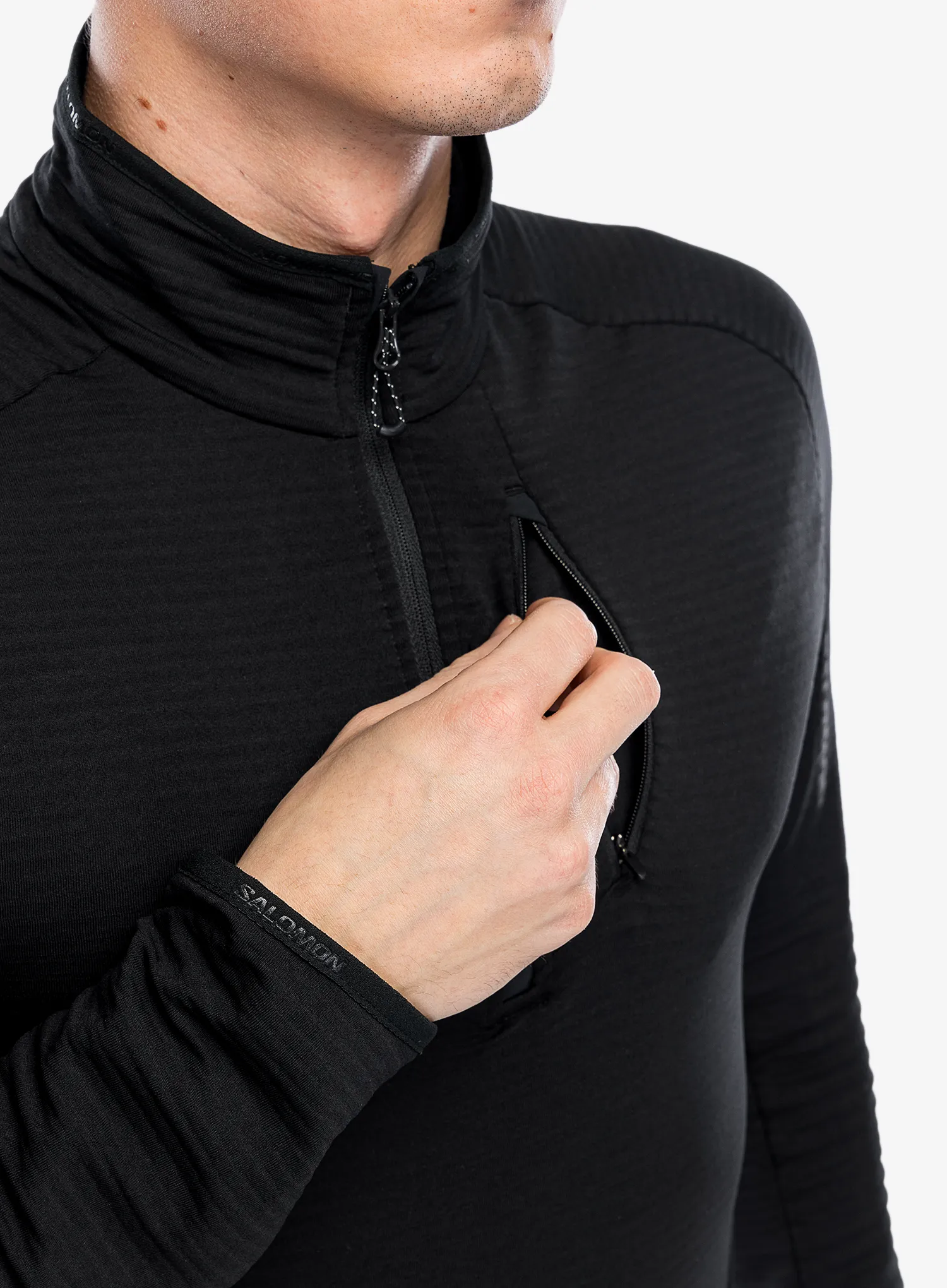 Mikina bez kapuce Salomon Essential Ltwarm Hz - deep black