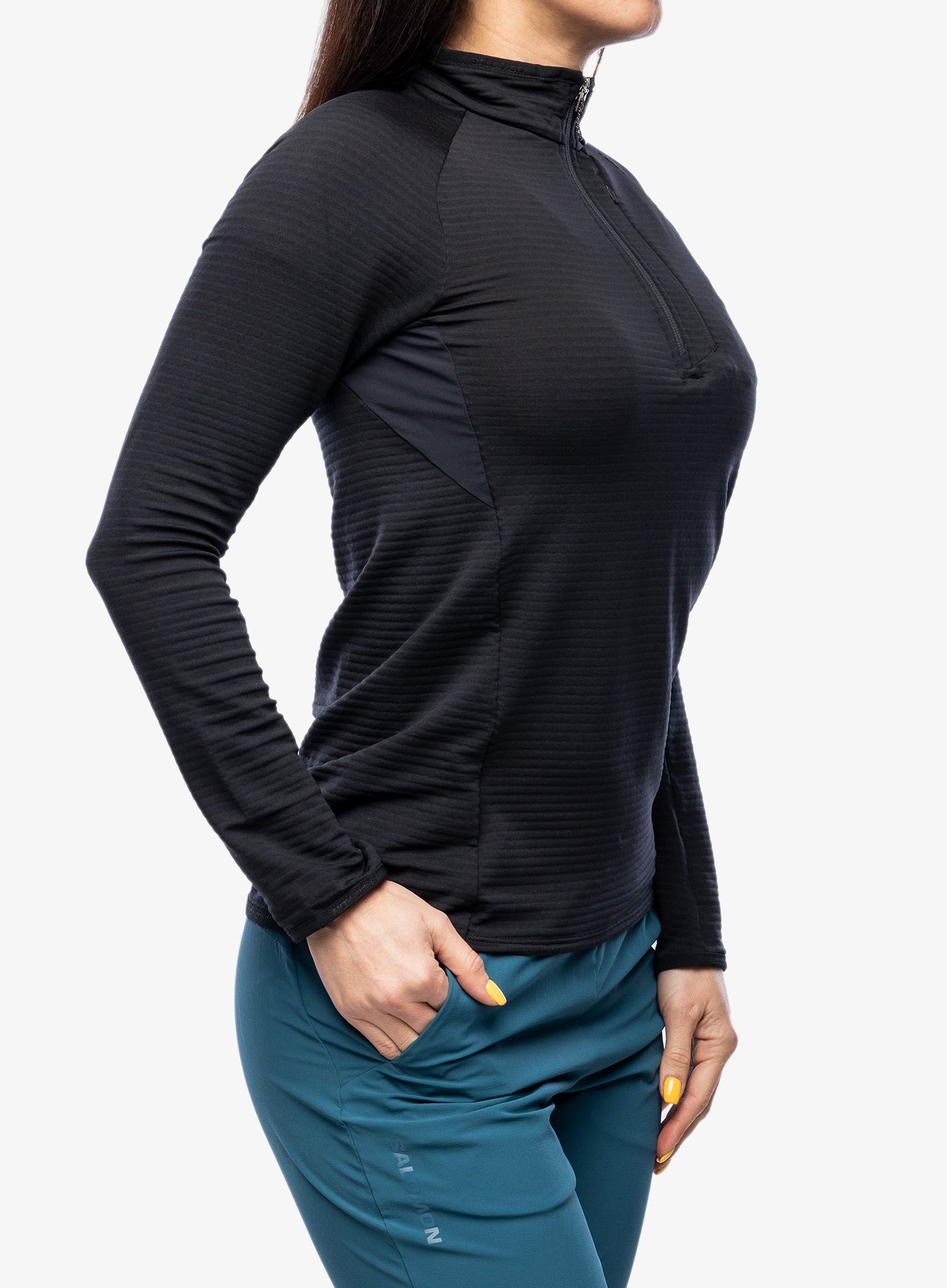 Dámská mikina se zipem Salomon Essential Ltwarm Hz - deep black