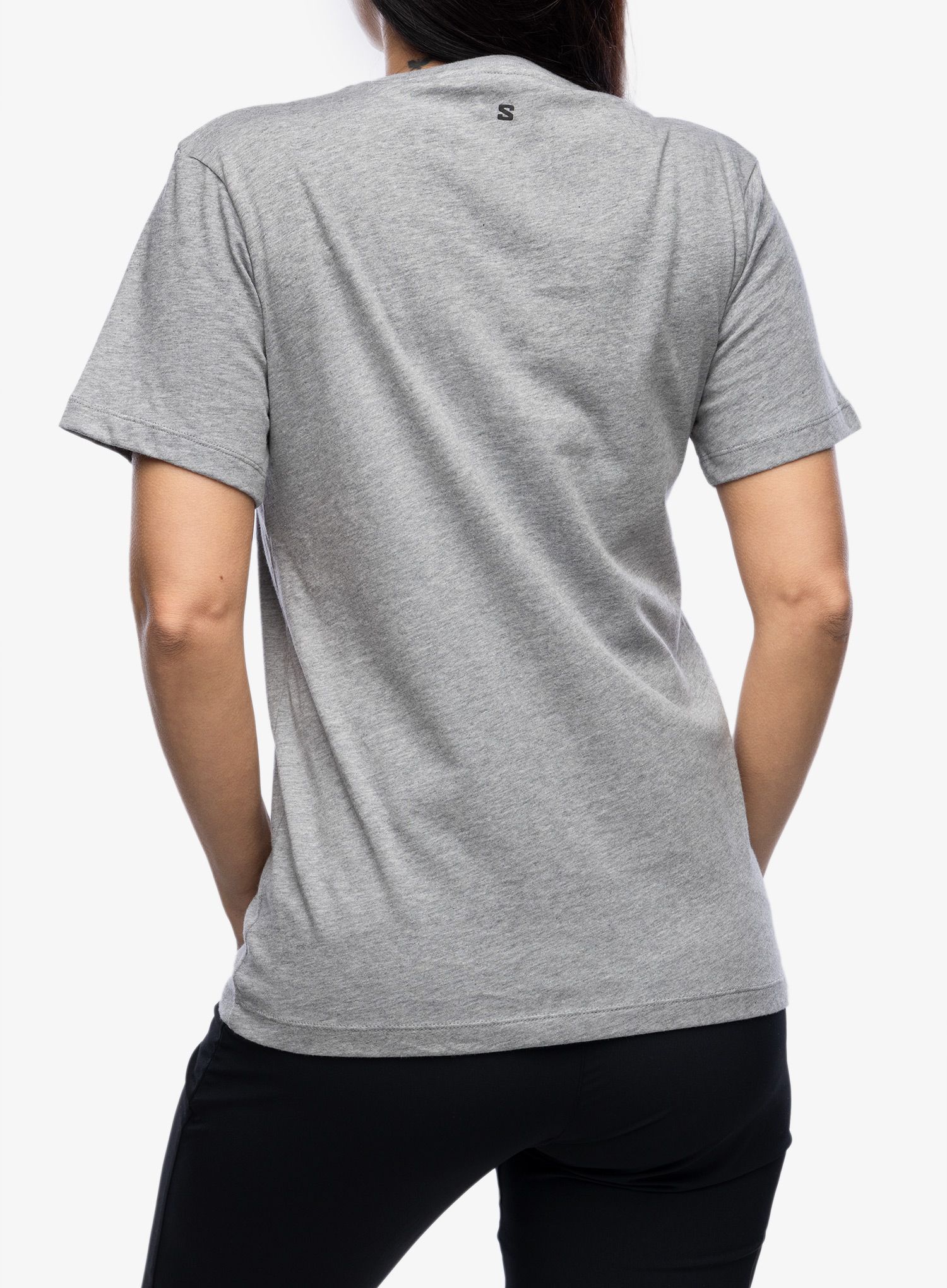 Bavlněné tričko dámské Salomon Logo Combo S/S  - heather grey
