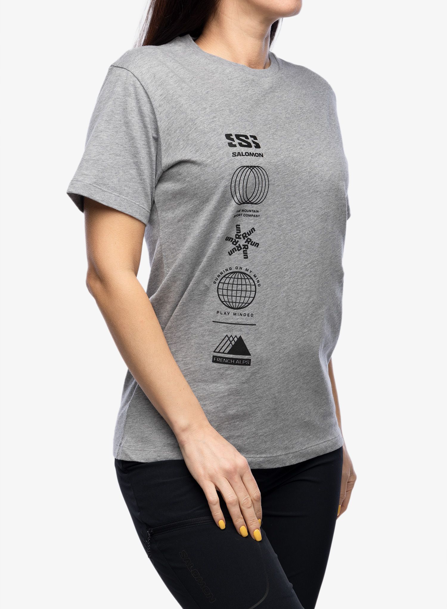 Bavlněné tričko dámské Salomon Logo Combo S/S  - heather grey