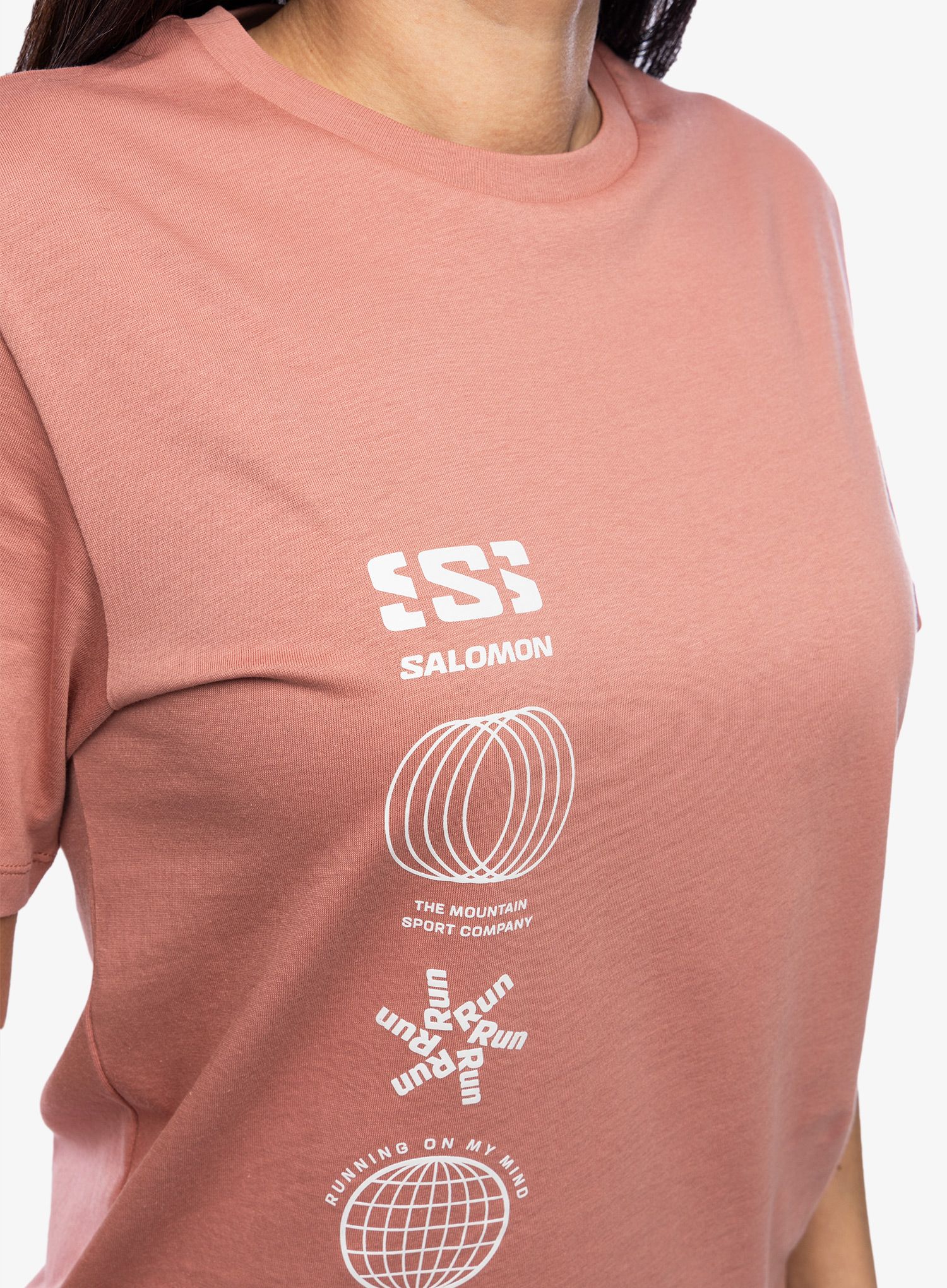 Dámské tričko s potiskem Salomon Logo Combo S/S  - light mahogy