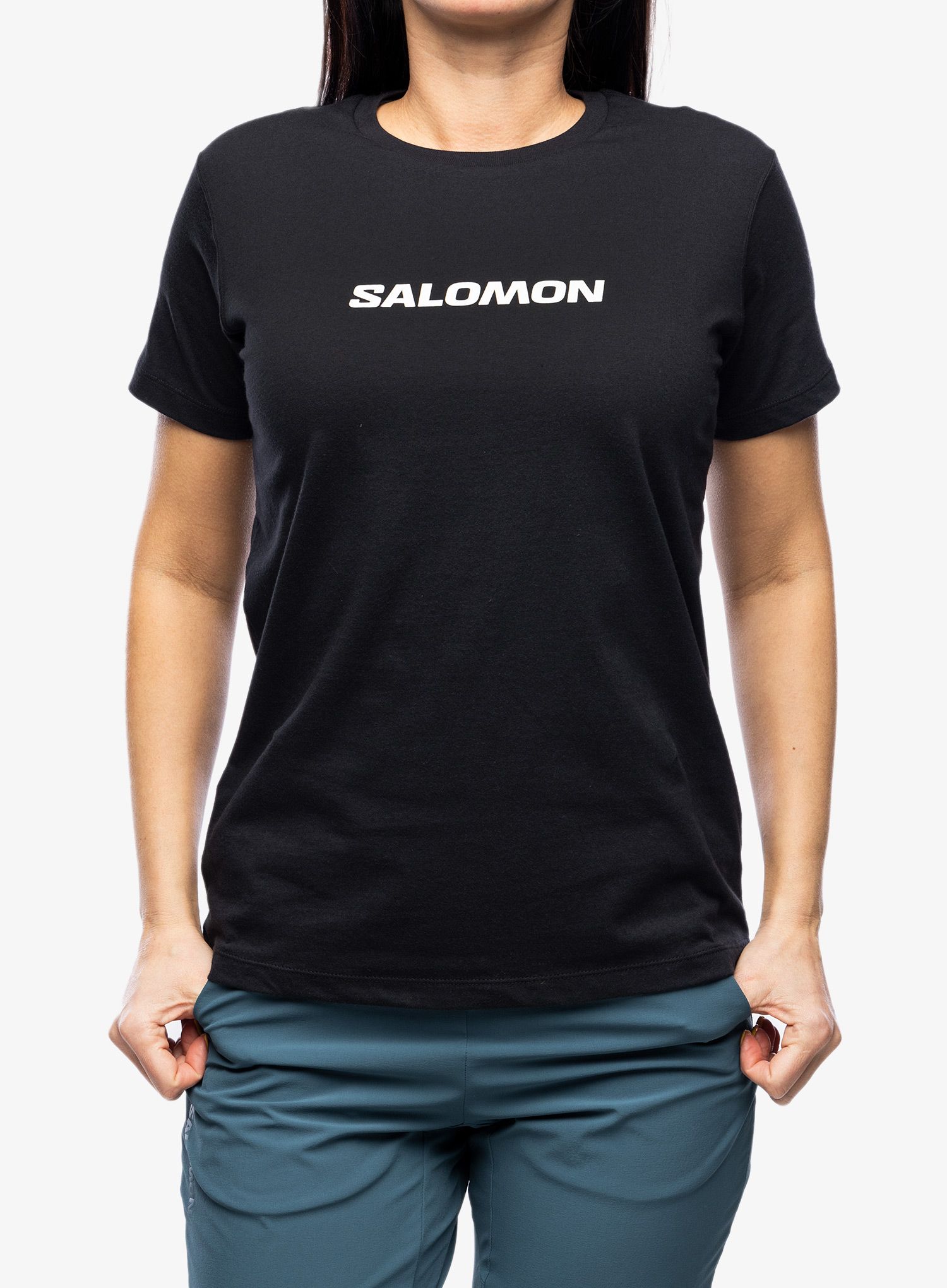 Dámské tričko s potiskem Salomon Logo S/S  - deep black