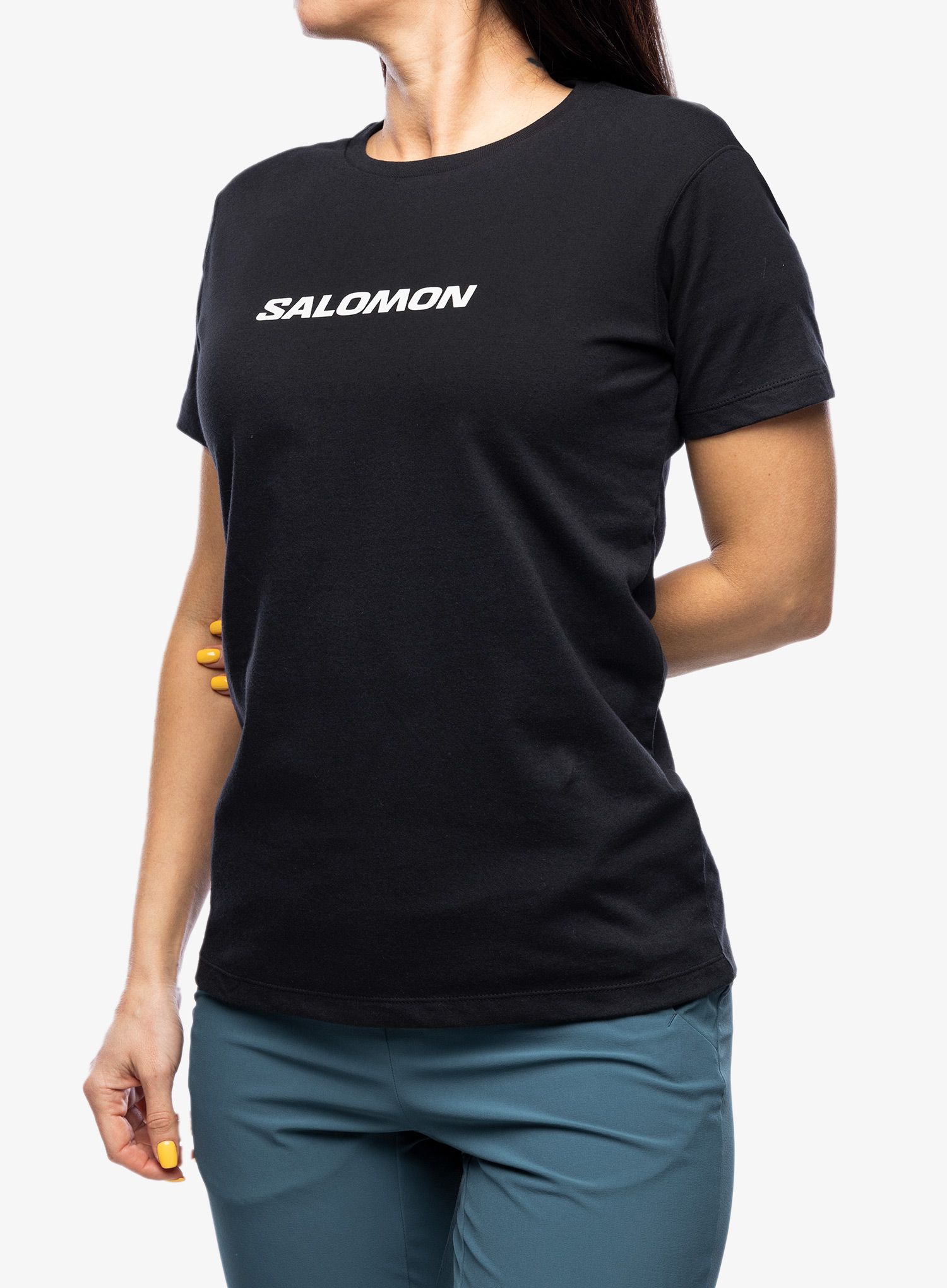 Dámské tričko s potiskem Salomon Logo S/S  - deep black
