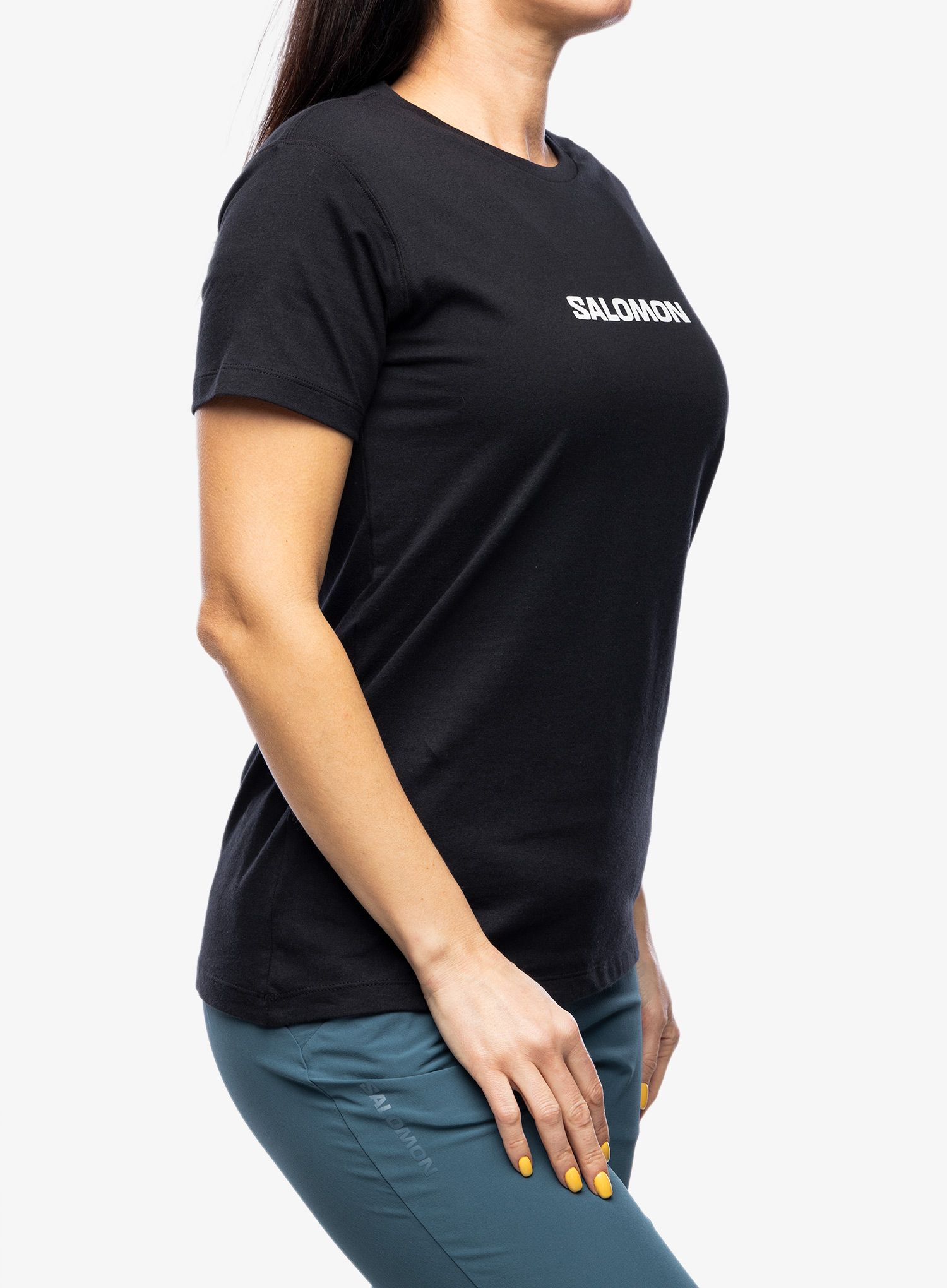 Dámské tričko s potiskem Salomon Logo S/S  - deep black