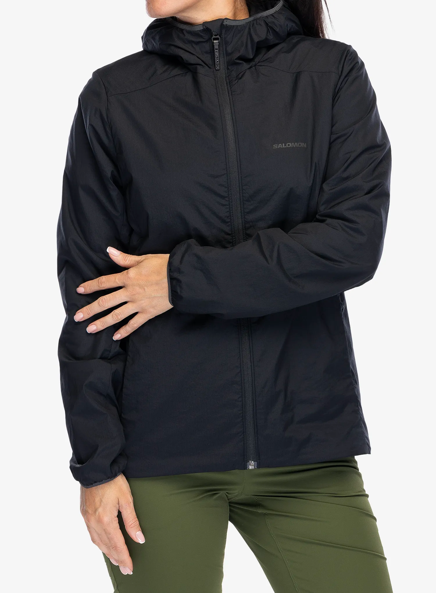 Zateplená bunda dámská Salomon Mountain Flex Jacket Hood - deep black
