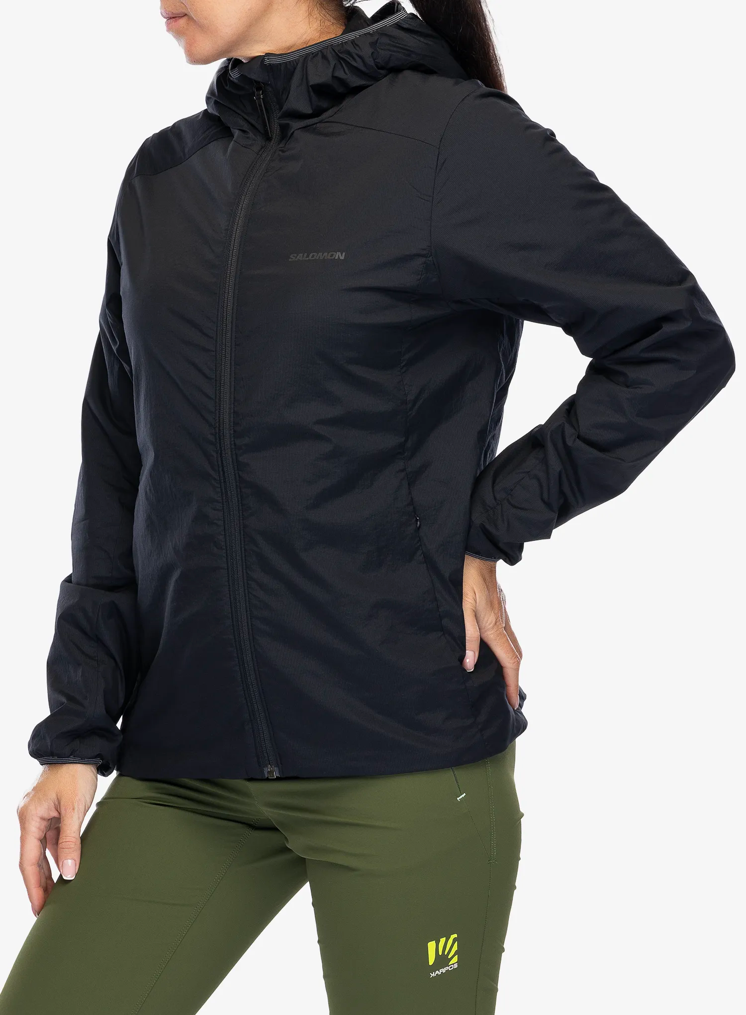 Zateplená bunda dámská Salomon Mountain Flex Jacket Hood - deep black