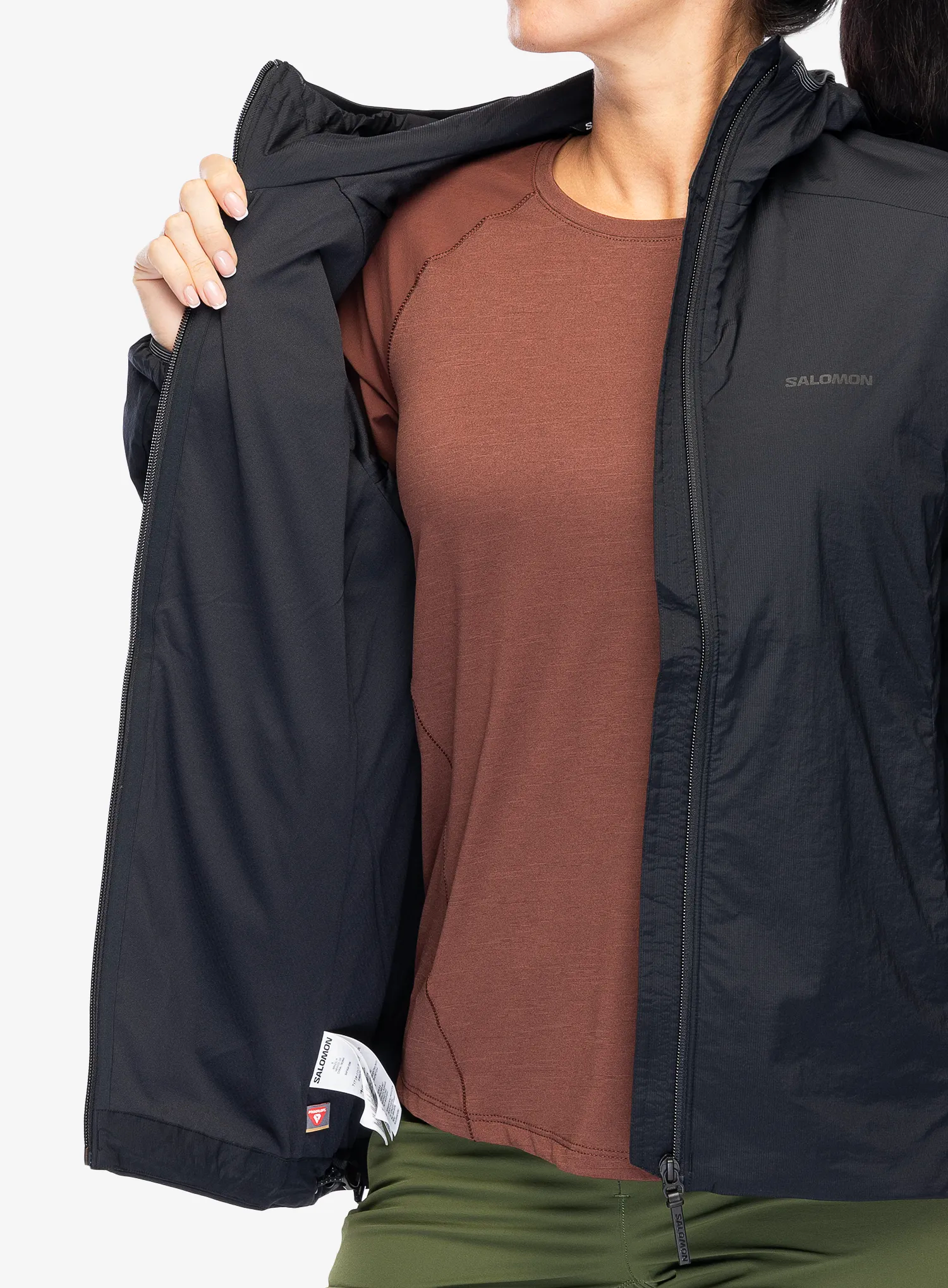 Zateplená bunda dámská Salomon Mountain Flex Jacket Hood - deep black