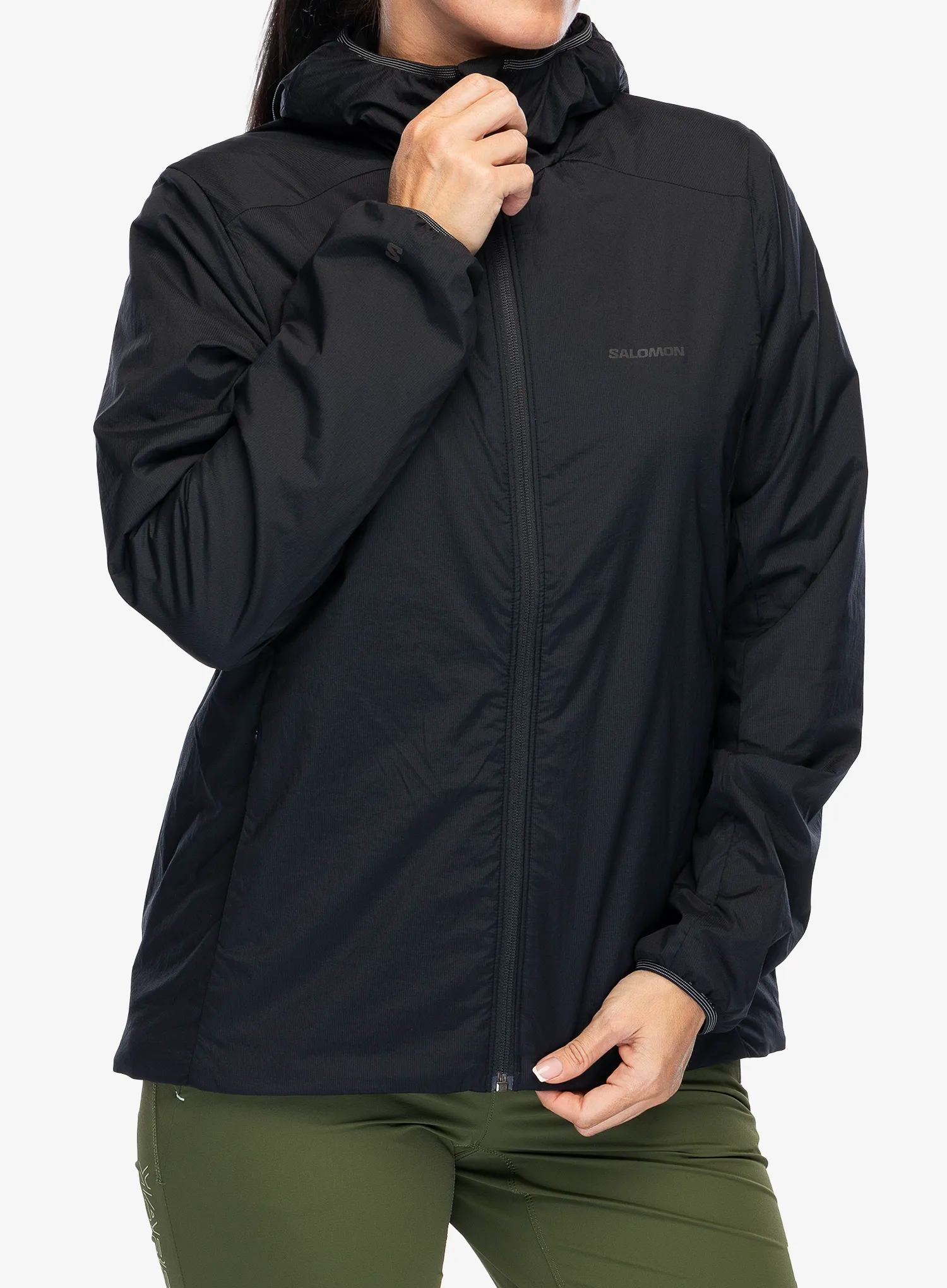 Zateplená bunda dámská Salomon Mountain Flex Jacket Hood - deep black
