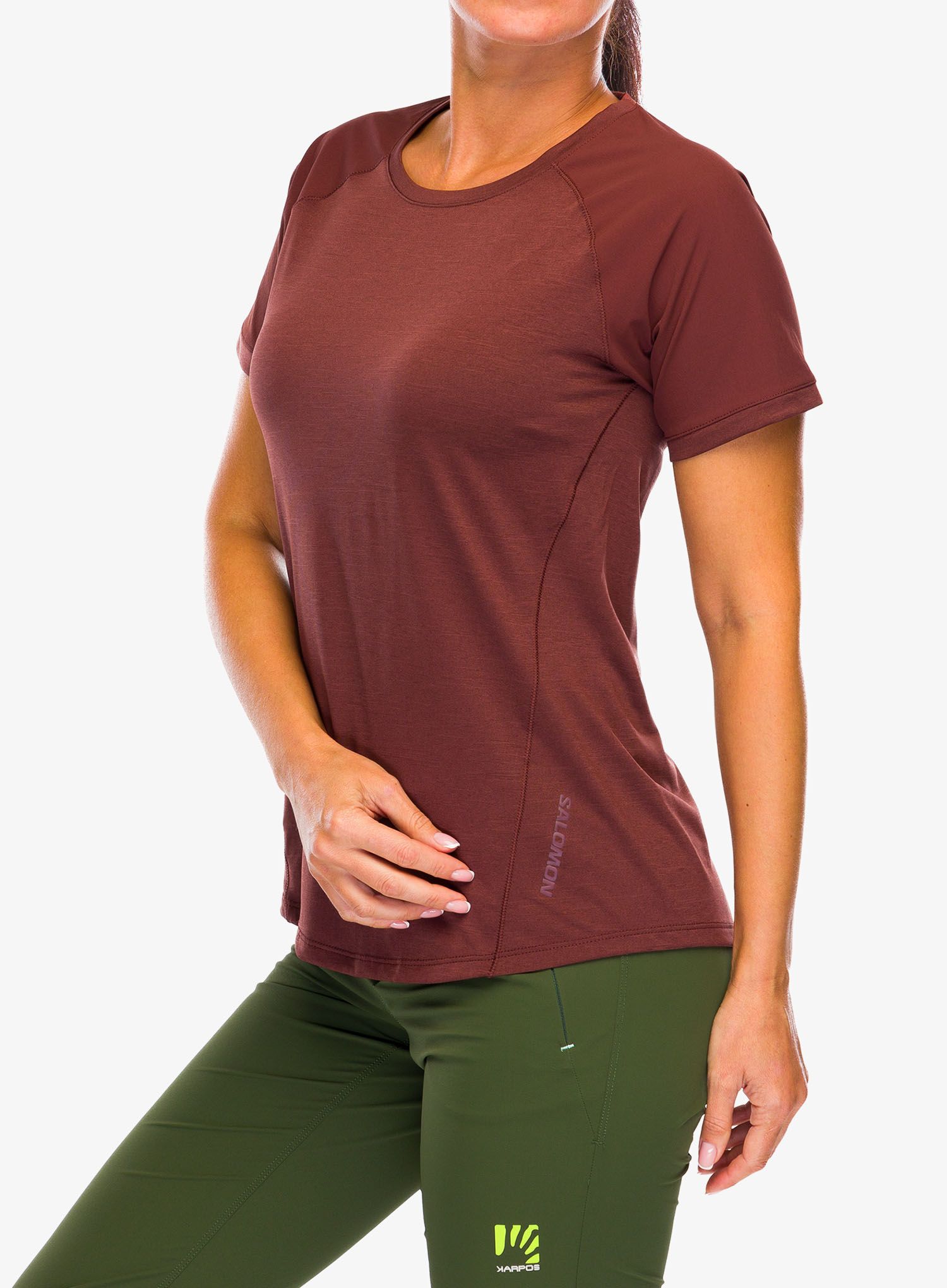 Dámské rychleschnoucí triko Salomon Outline S/S Tee - rum raisin