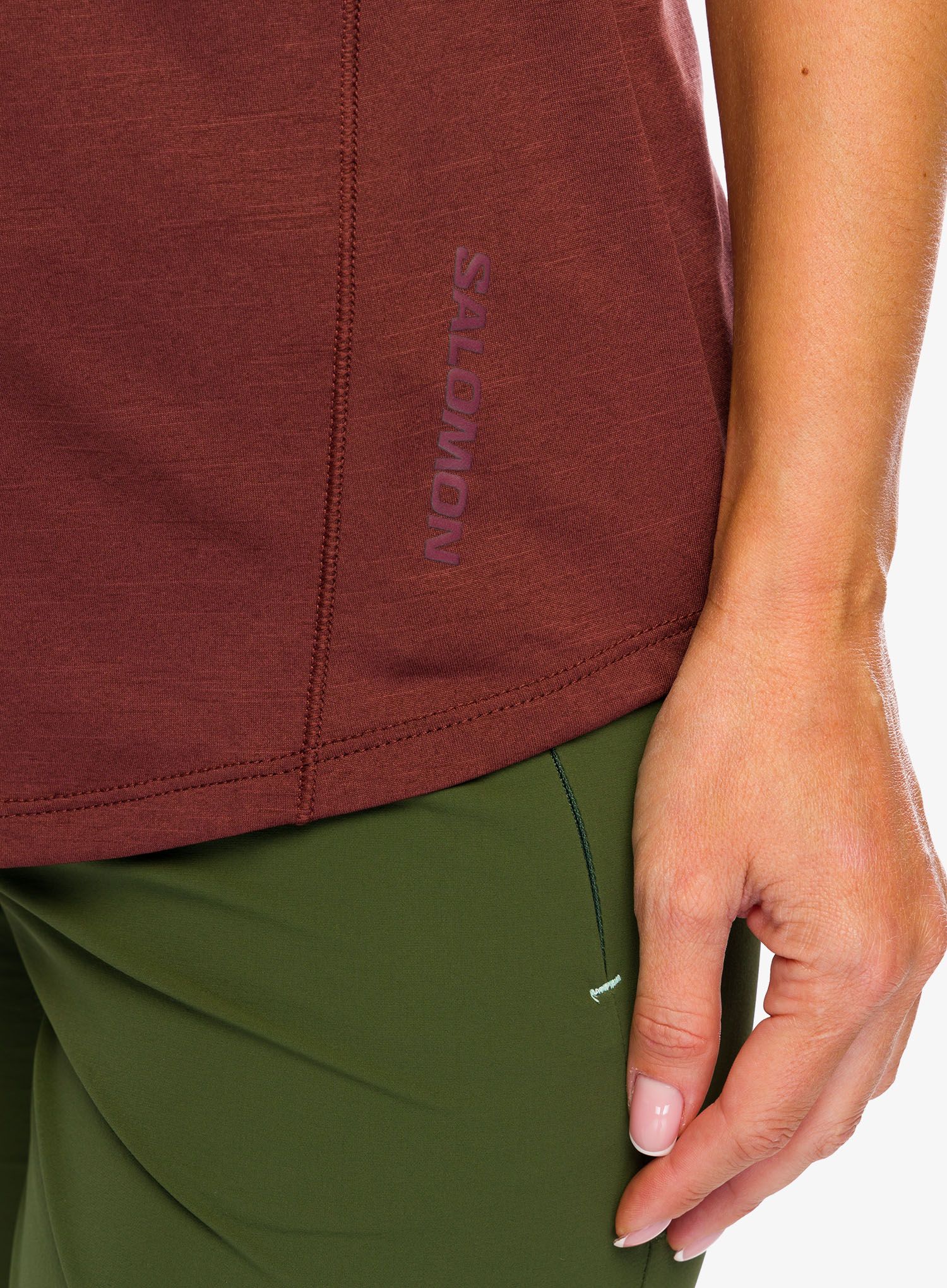 Dámské rychleschnoucí triko Salomon Outline S/S Tee - rum raisin