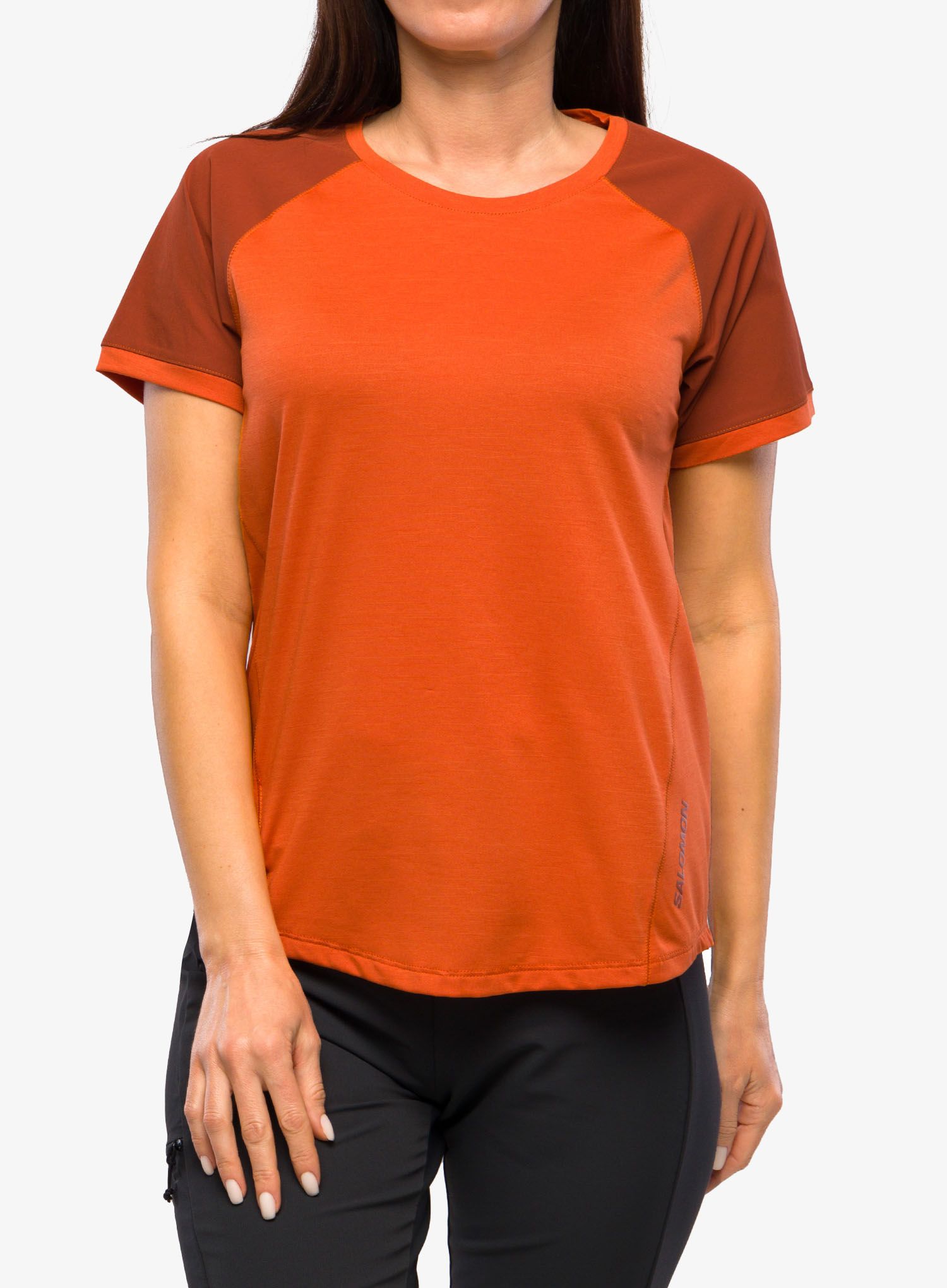 Dámské rychleschnoucí triko Salomon Outline Tee - burnt ochre/henna