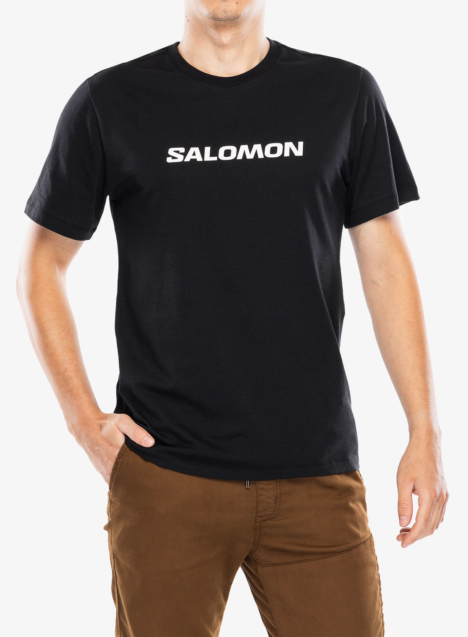 Bavlněné tričko Salomon Logo Perf S/S Tee - deep black