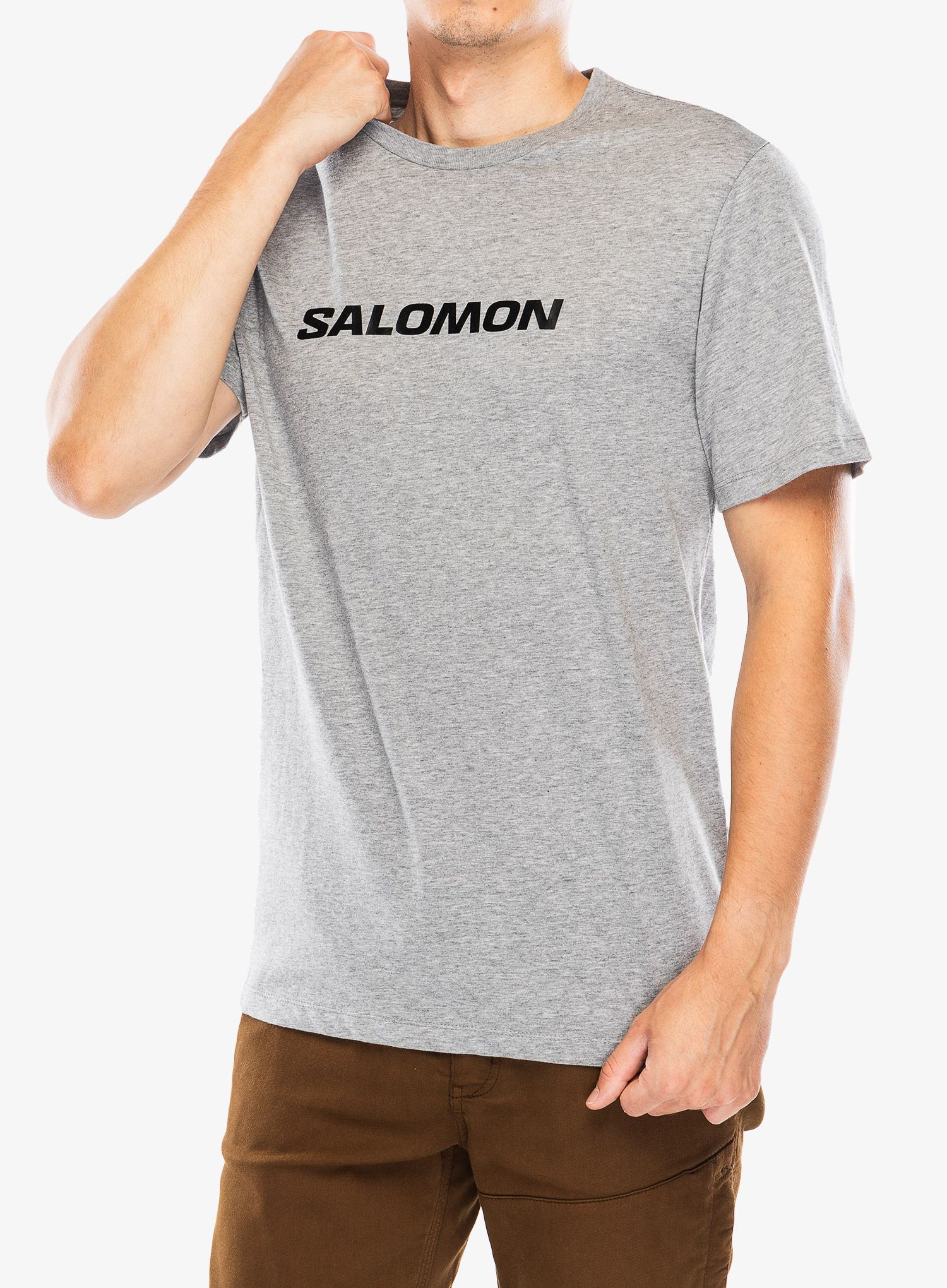 Tričko s potiskem Salomon Logo Perf S/S Tee - heather
