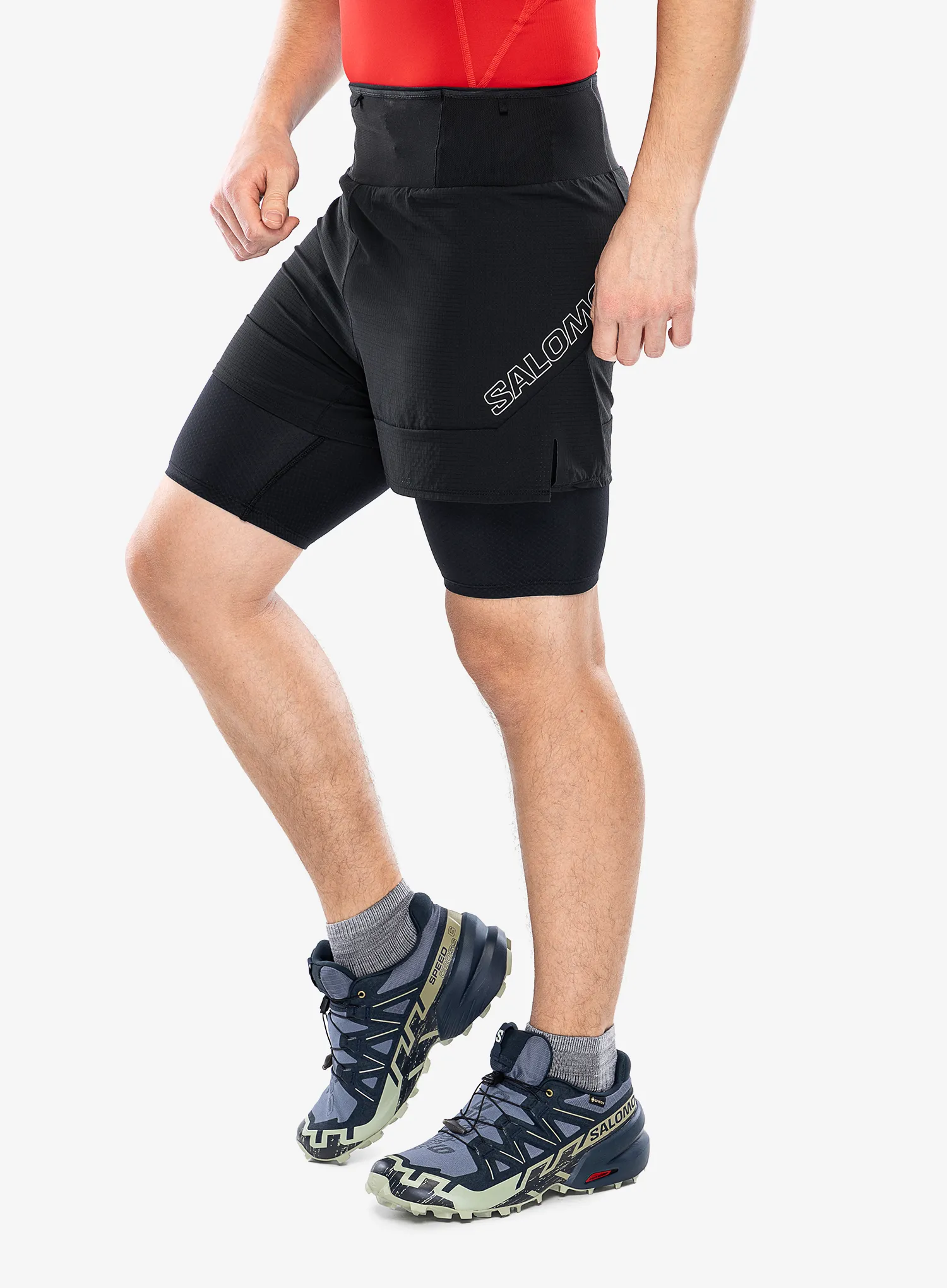 Běžecké kraťasy Salomon Sense 2in1 Shorts - deep black