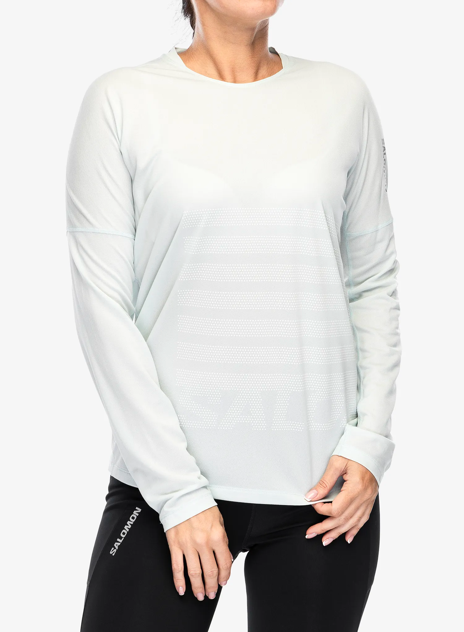 Mikina na běhání dámská Salomon Sense Aero LS Tee GFX - misty blue