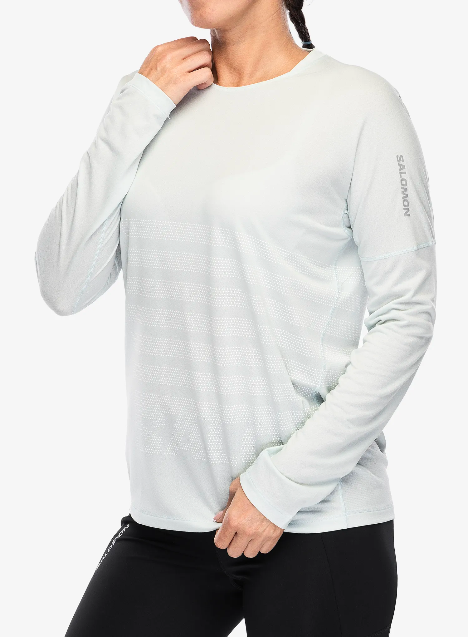 Mikina na běhání dámská Salomon Sense Aero LS Tee GFX - misty blue