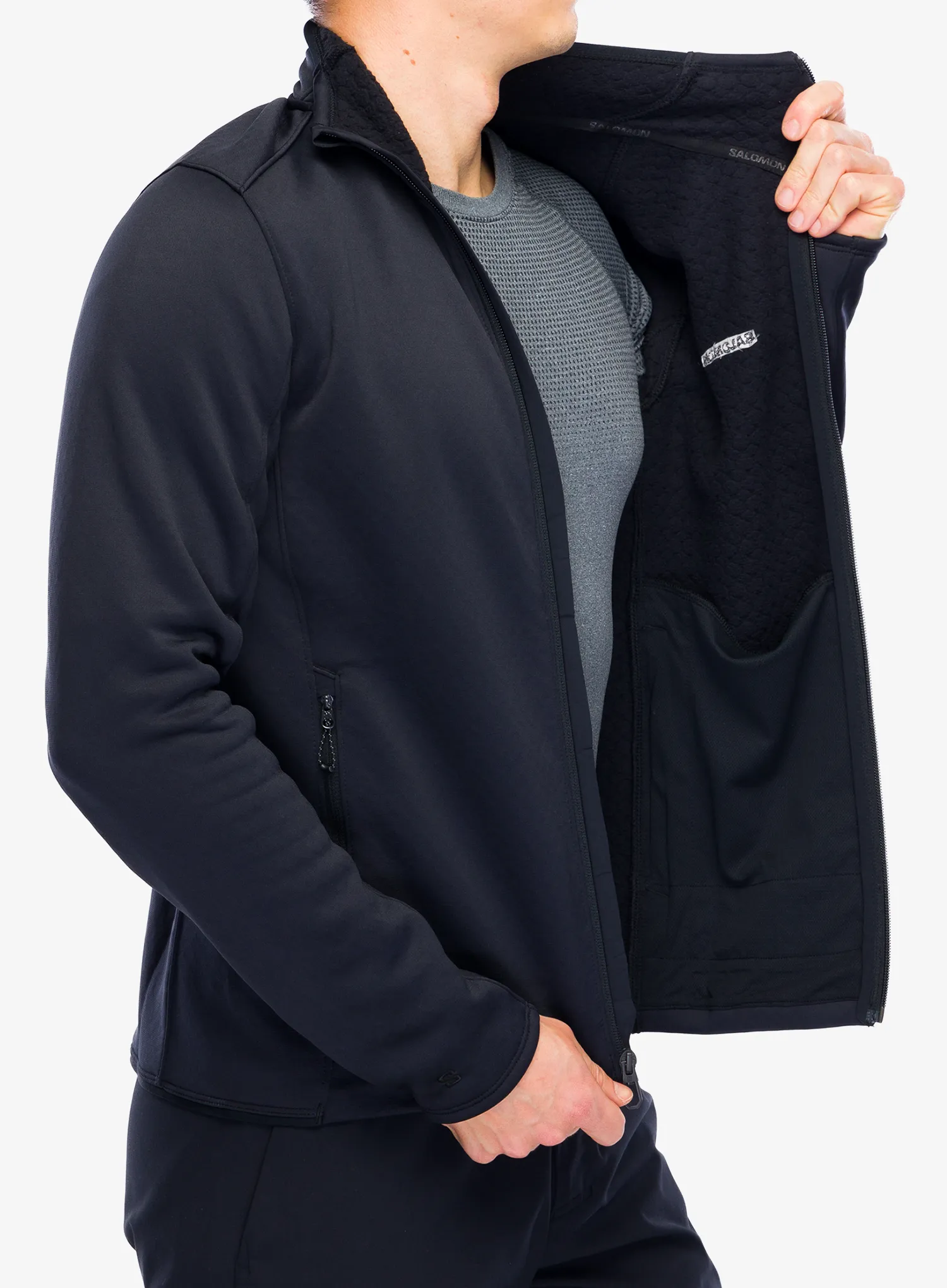 Rozepínací mikina Salomon Essential Warm Fz Mid - deep black