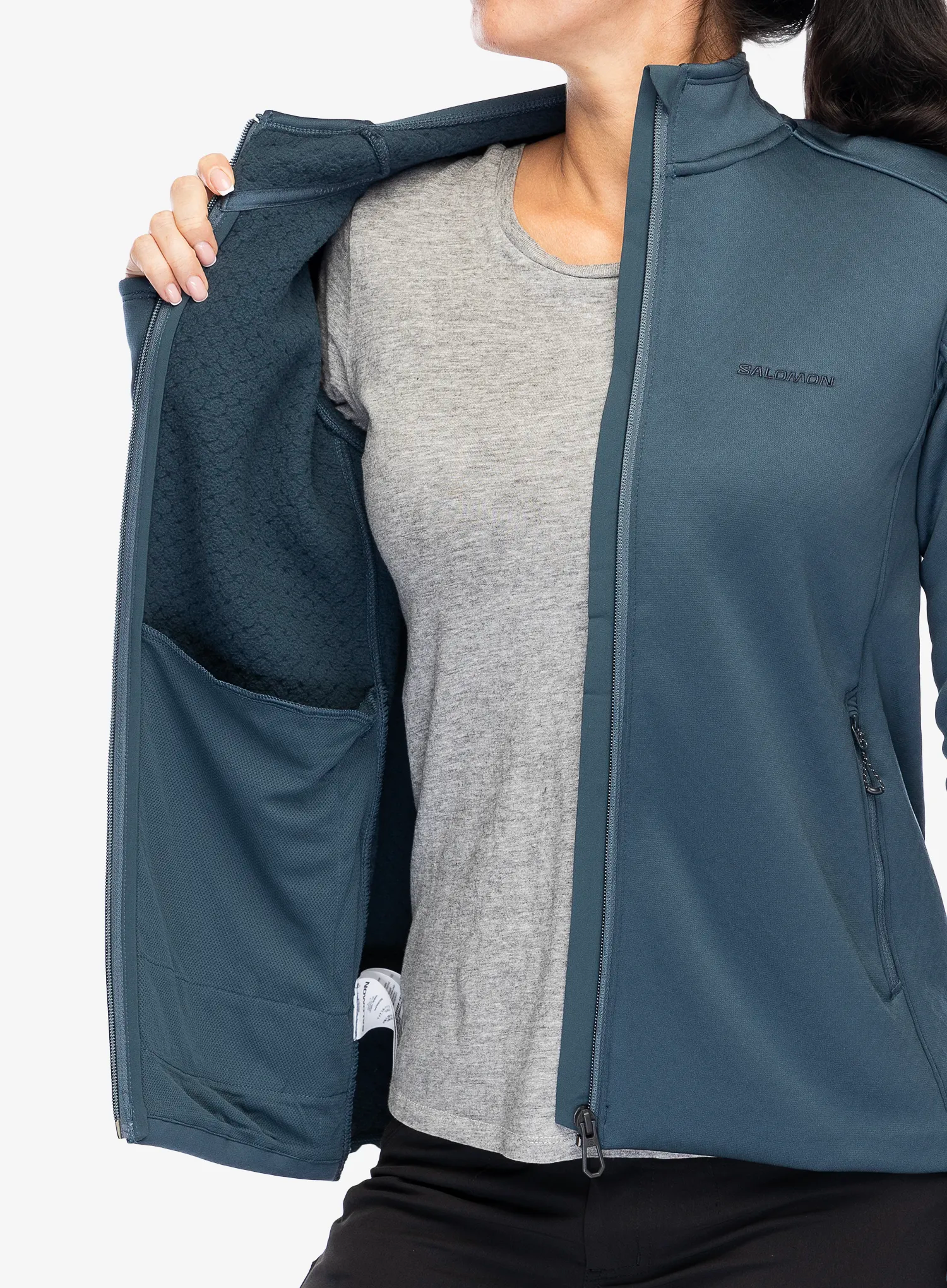 Dámská mikina na zip Salomon Essential Warm Fz Mid - midnight navy