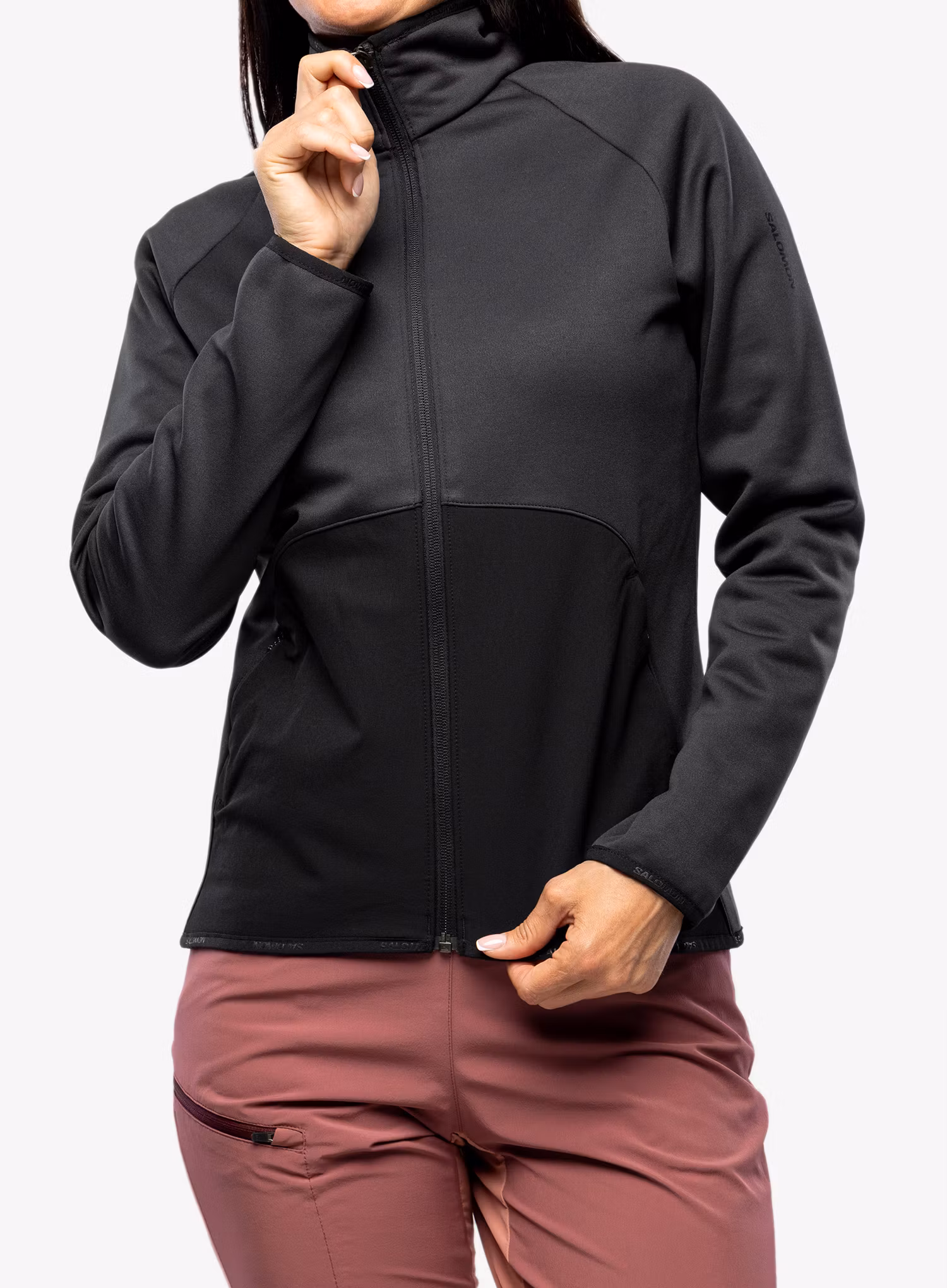 Dámská mikina na zip Salomon Essential Warm Fz Mid - deep black