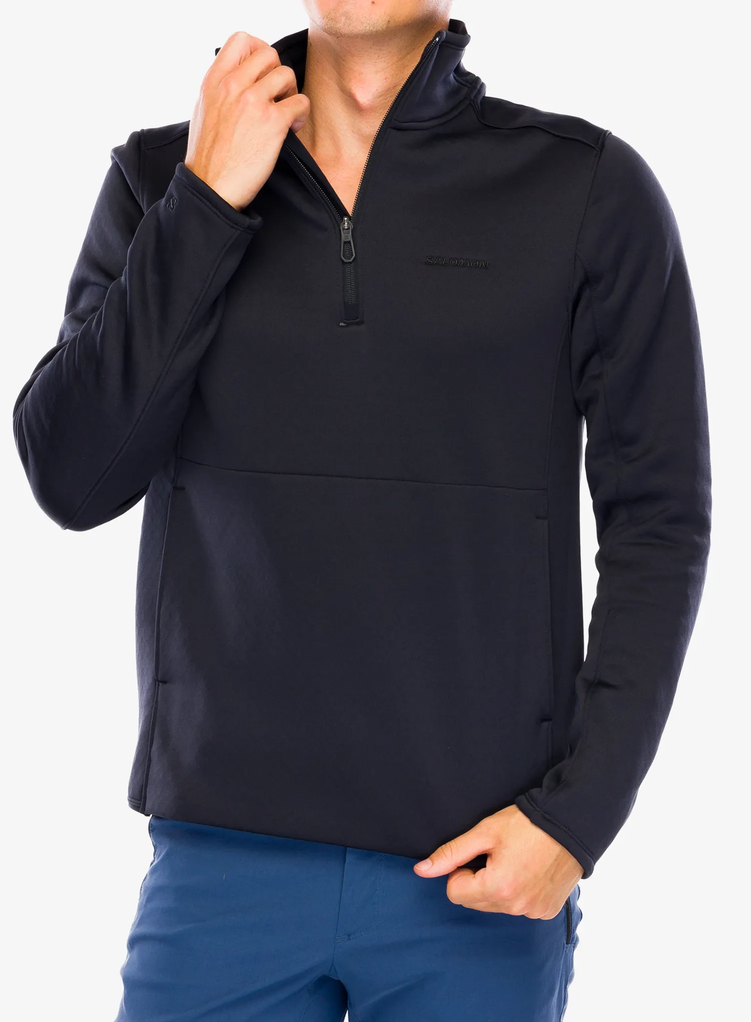 Mikina bez kapuce Salomon Essential Warm Hz Mid - deep black