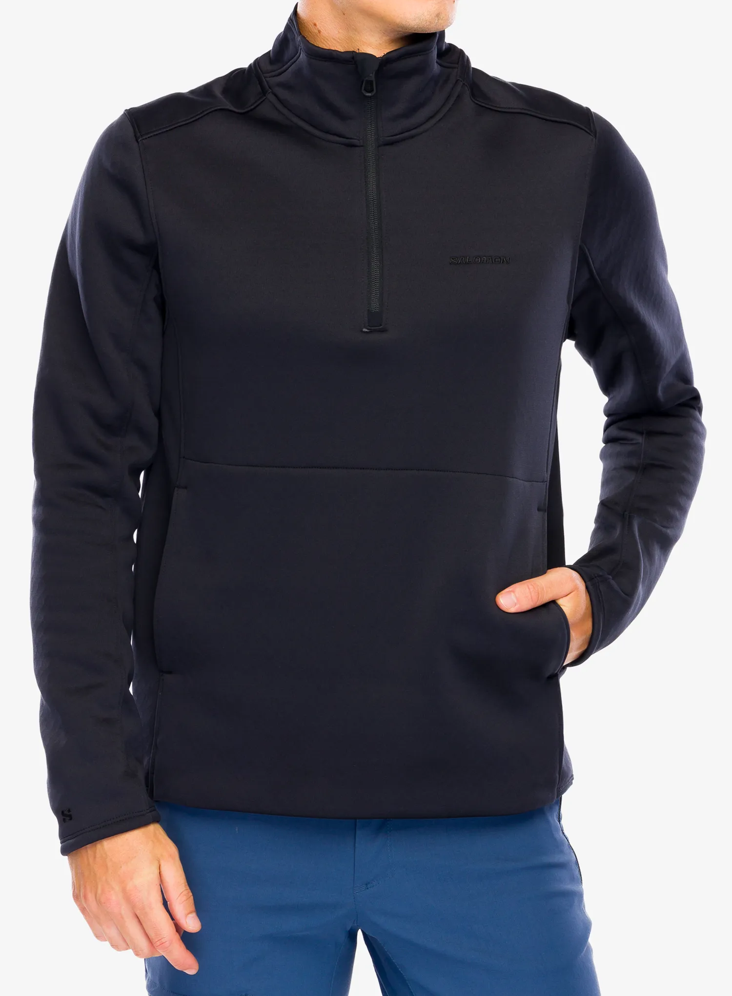 Mikina bez kapuce Salomon Essential Warm Hz Mid - deep black