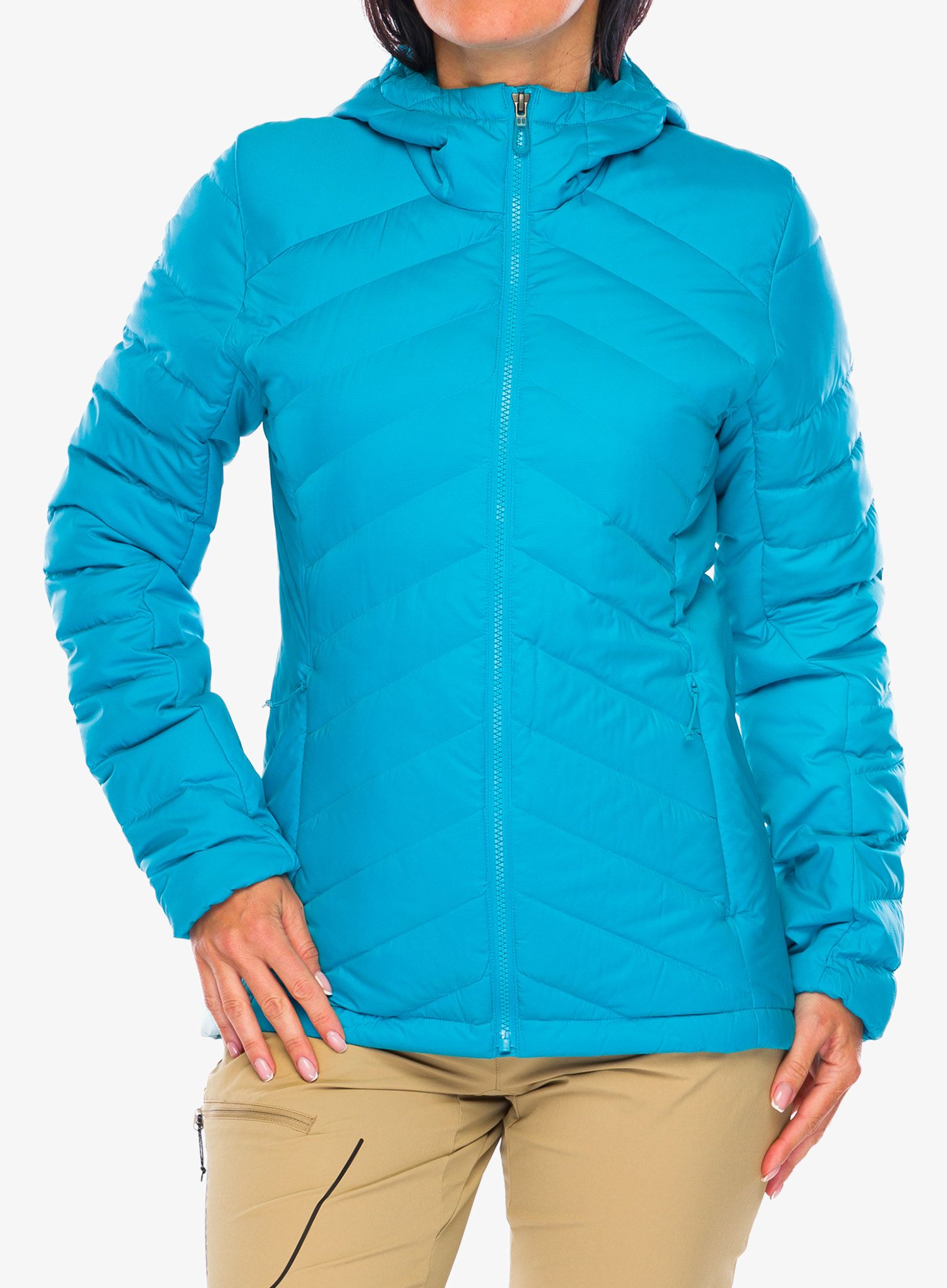 Dámská péřová bunda Salomon Transition Down Hoodie - b. reef