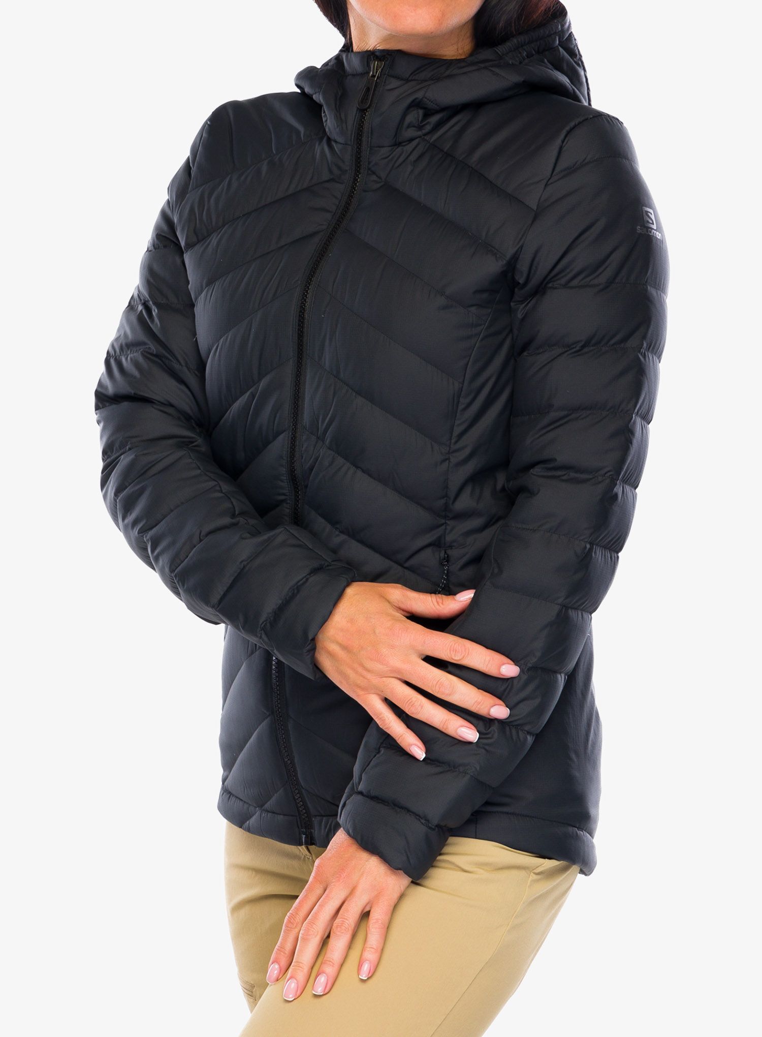 Dámská péřová bunda Salomon Transition Down Hoodie - black