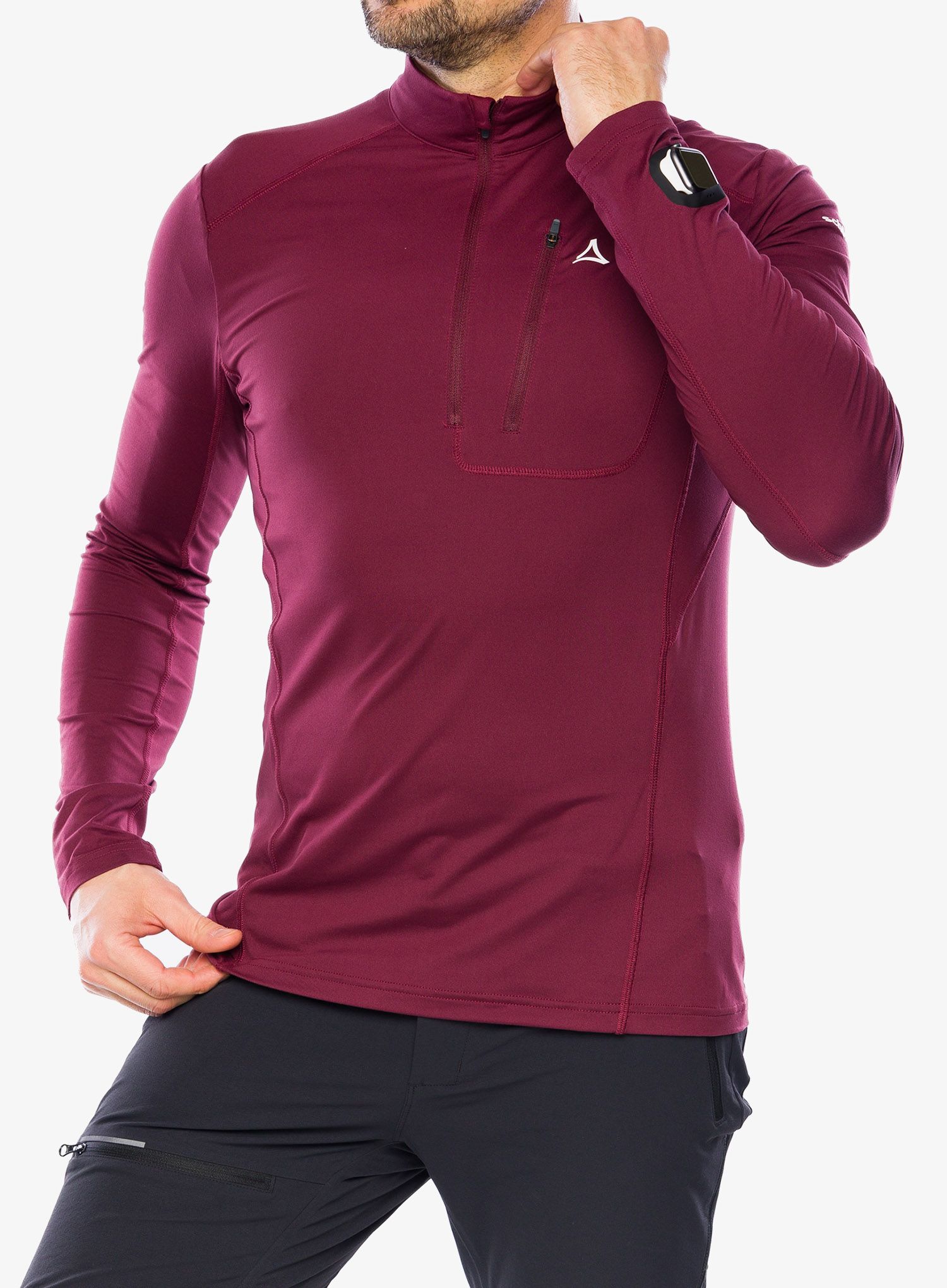 Mikina se zipem Schoffel Longsleeve Berwang - dark burgundy