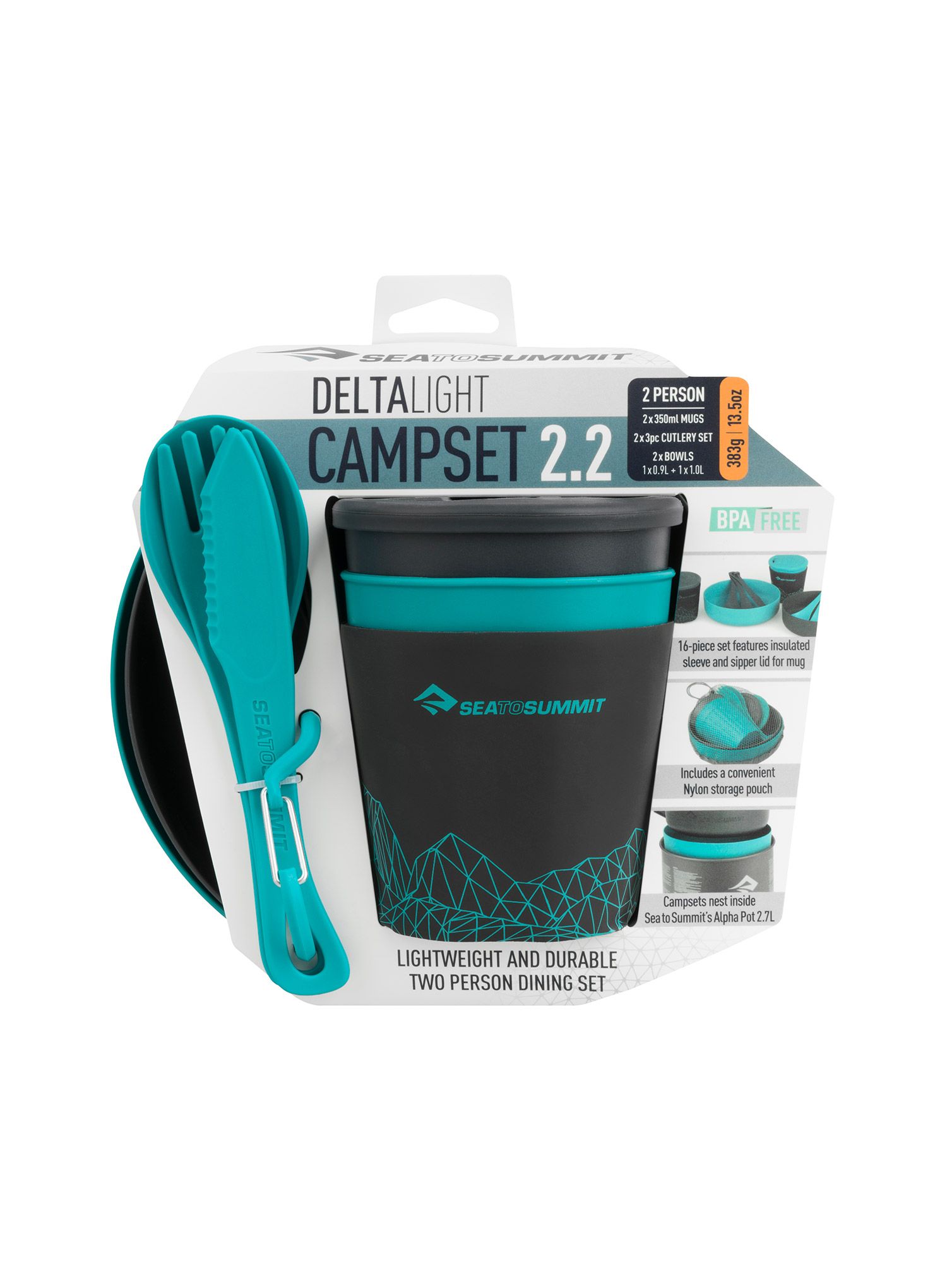 Sada nádobí Sea To Summit DeltaLight Camp Set 2.2 (2 mugs, 2 Bowls) - blue