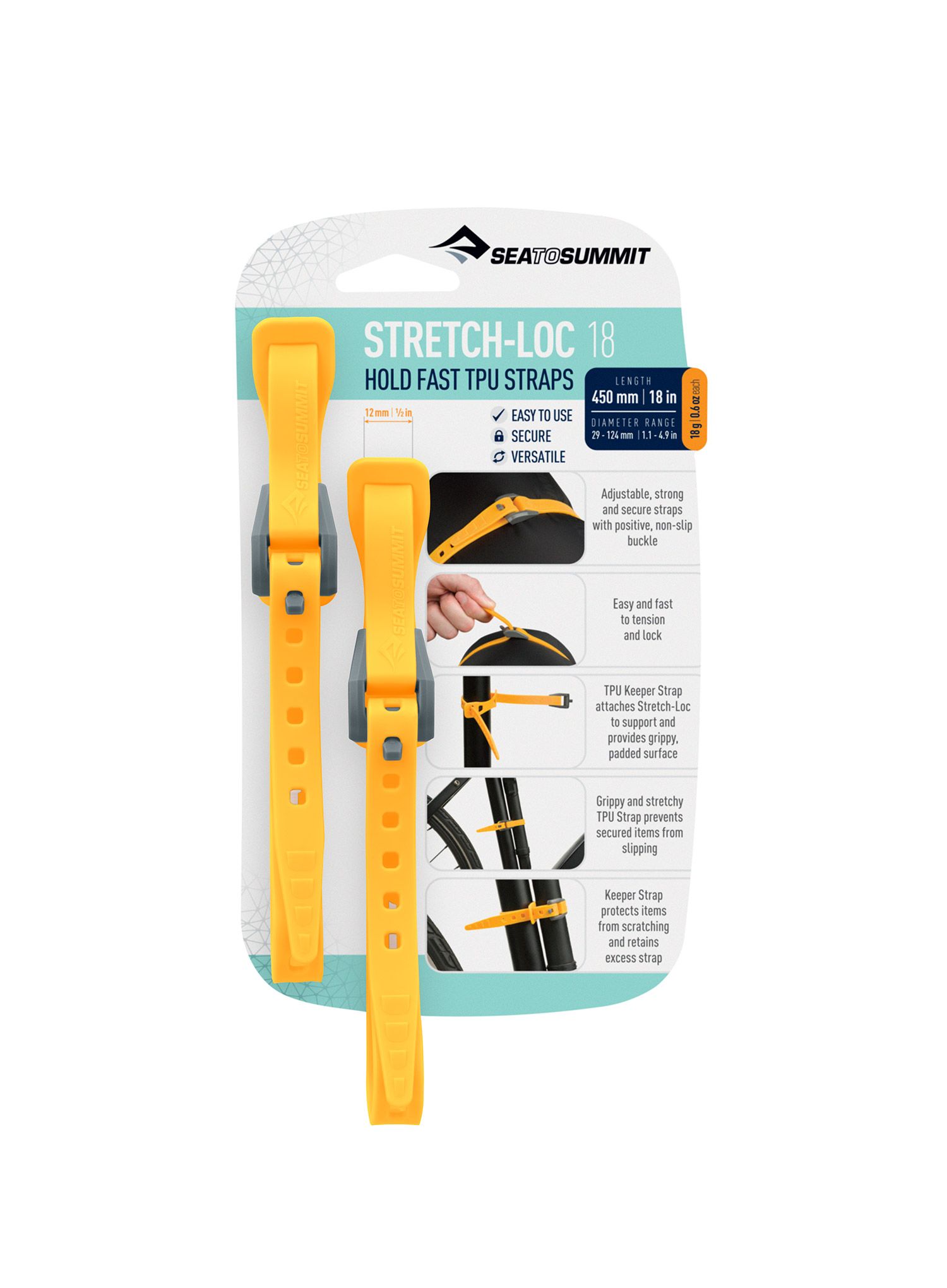 Popruhy Sea To Summit Stretch-Loc 18 - 12 mm x 450 mm 2 Pack - yellow