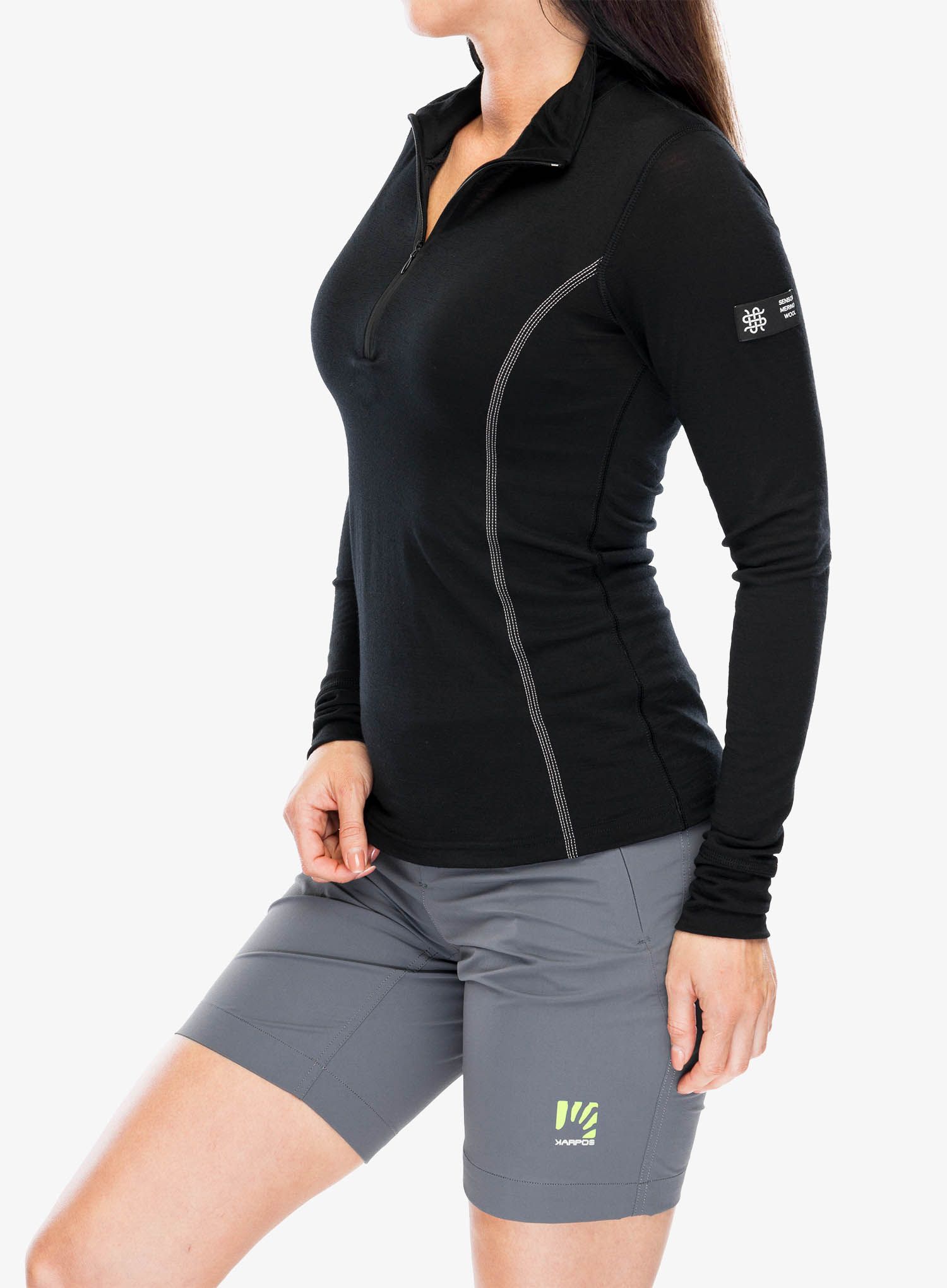 Dámská funkční mikina Sensor Merino Active Tee L/S Zip - black