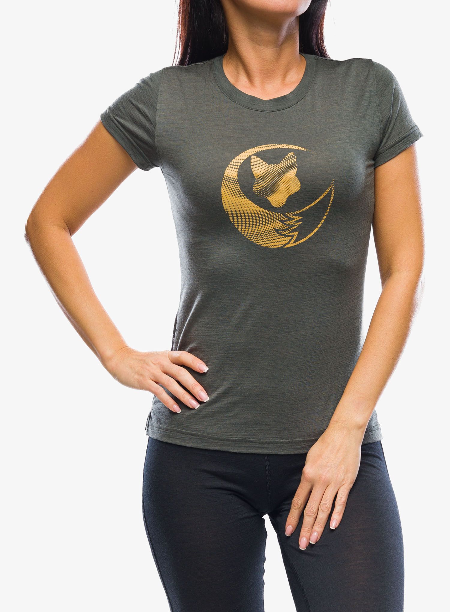 Merino triko dámské Sensor Merino Air PT Fox Tee SS - olive green
