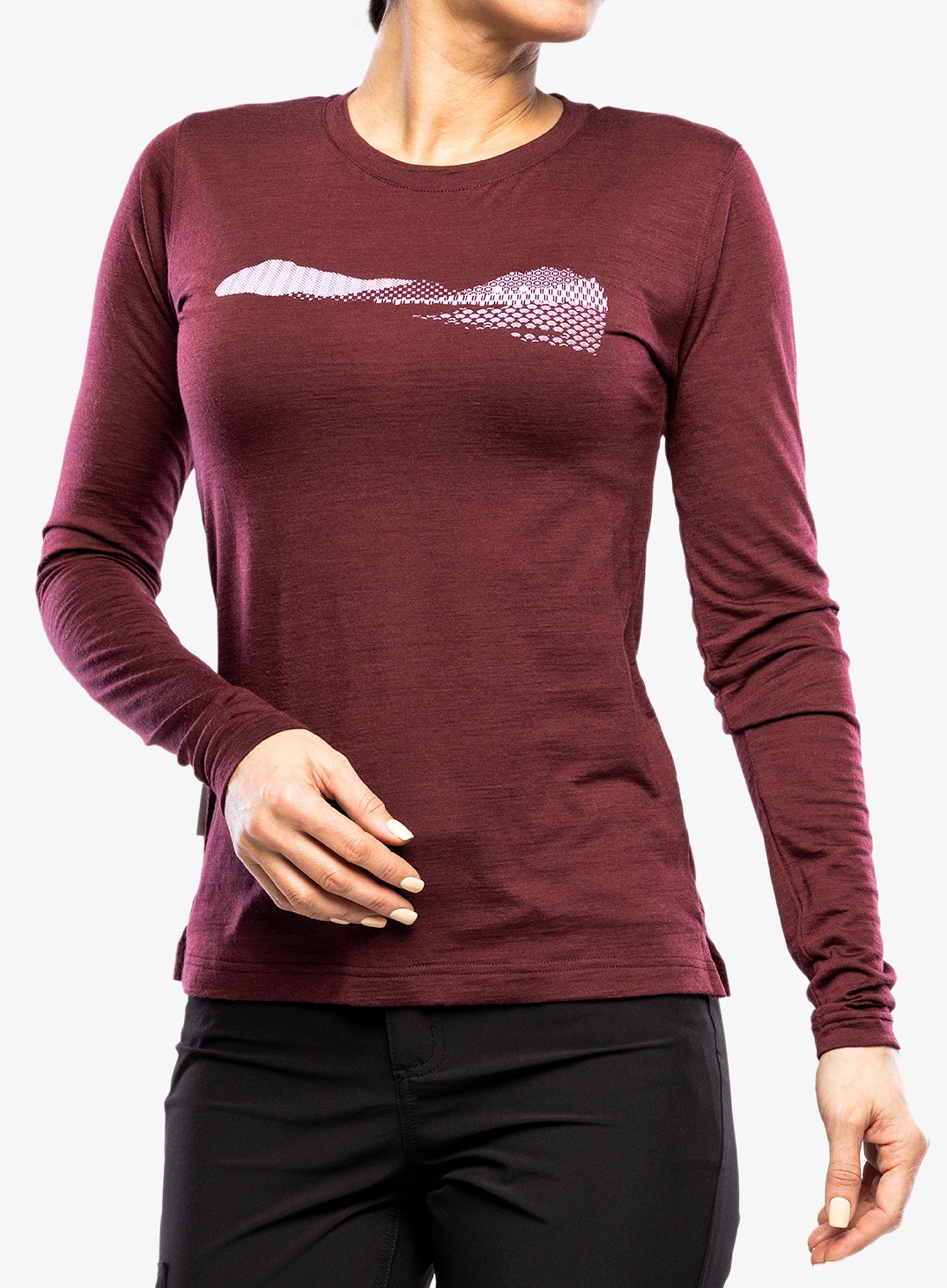 Dámská mikina Sensor Merino Air PT LS - port red hills