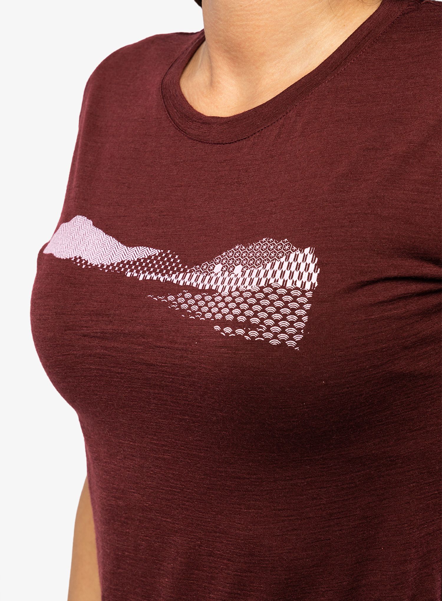 Dámské tričko s potiskem Sensor Merino Air PT SS - port red hills