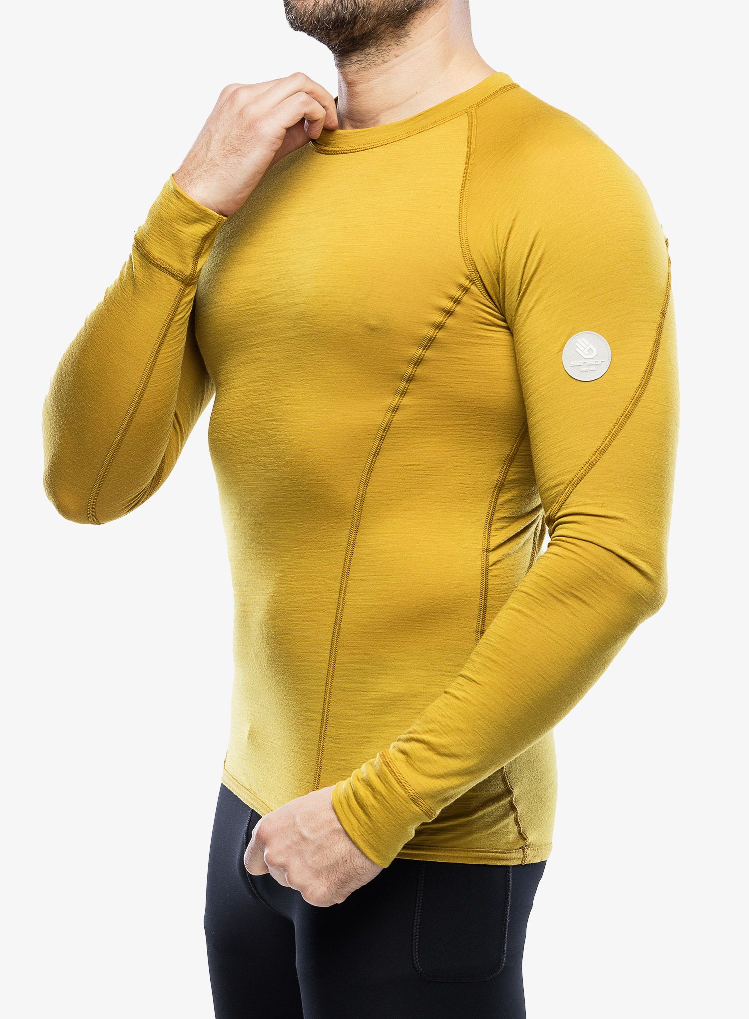 Pánská funkční mikina Sensor Merino Air Tee LS - mustard
