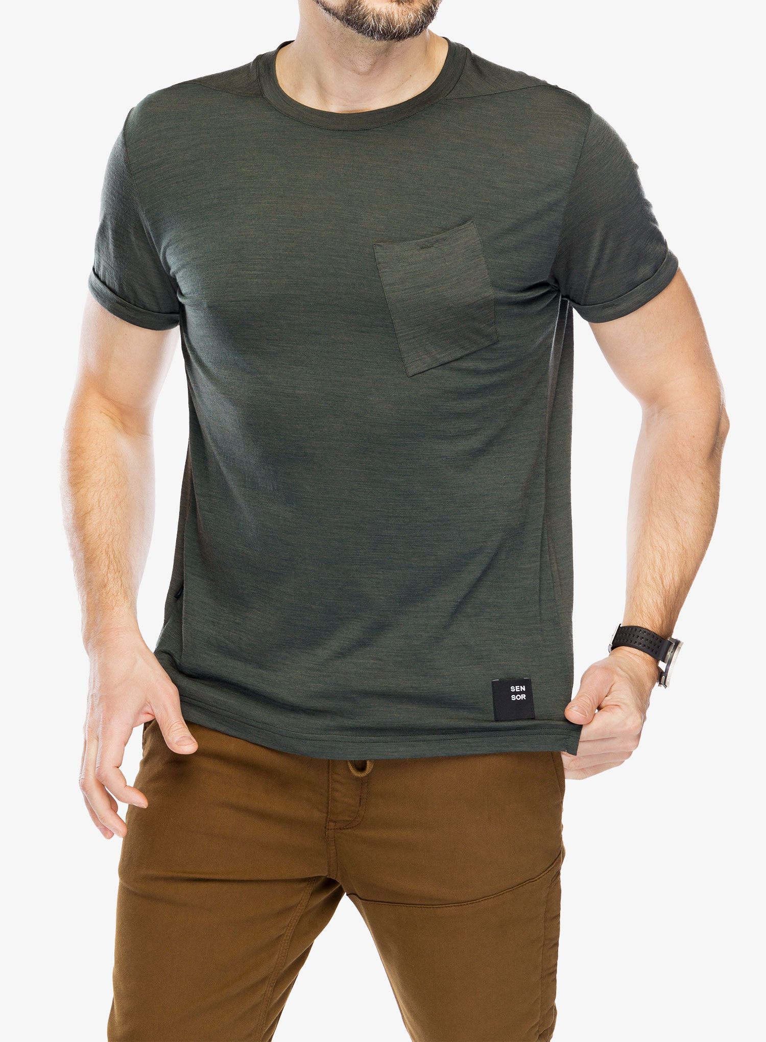 Merino triko Sensor Merino Air Traveller Tee - olive green
