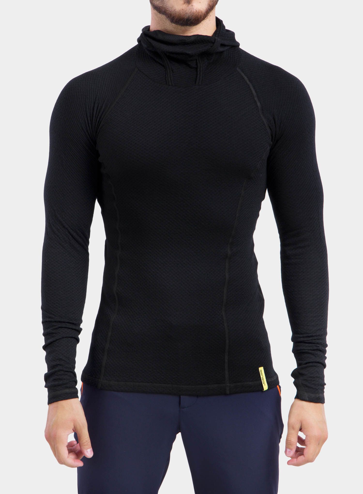 Termoaktivní mikina Sensor Merino DF Tee L/S Hooded - black