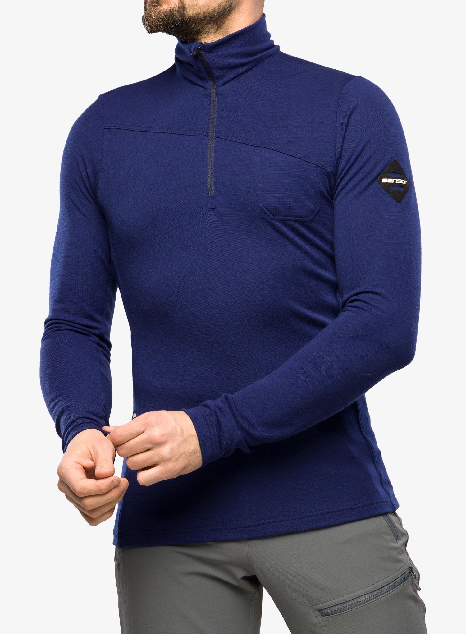 Pánská mikina Sensor Merino Extreme Tee L/S Zip - deep blue